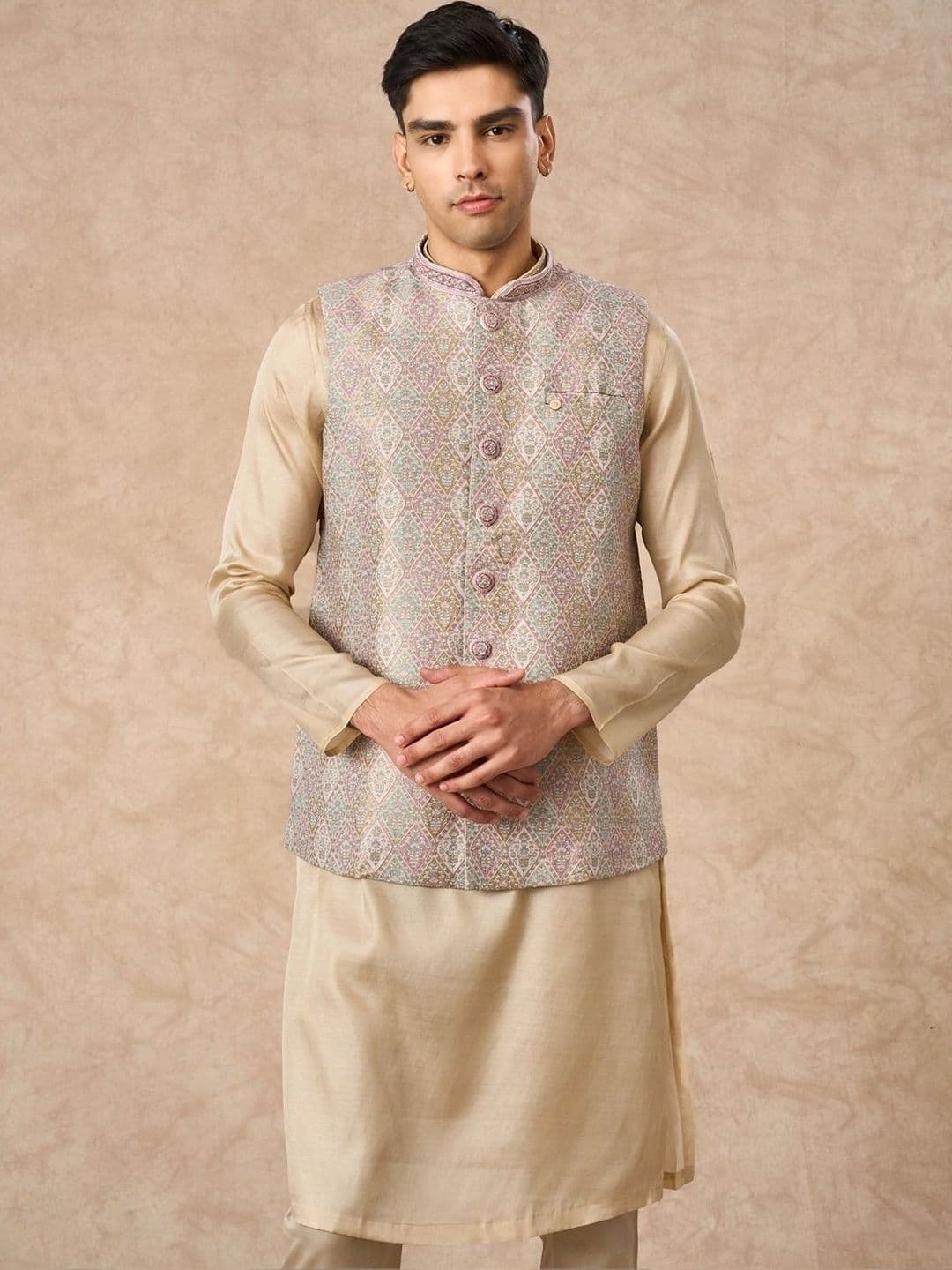 Manyavar Woven Design Woven Nehru Jackets - view 1