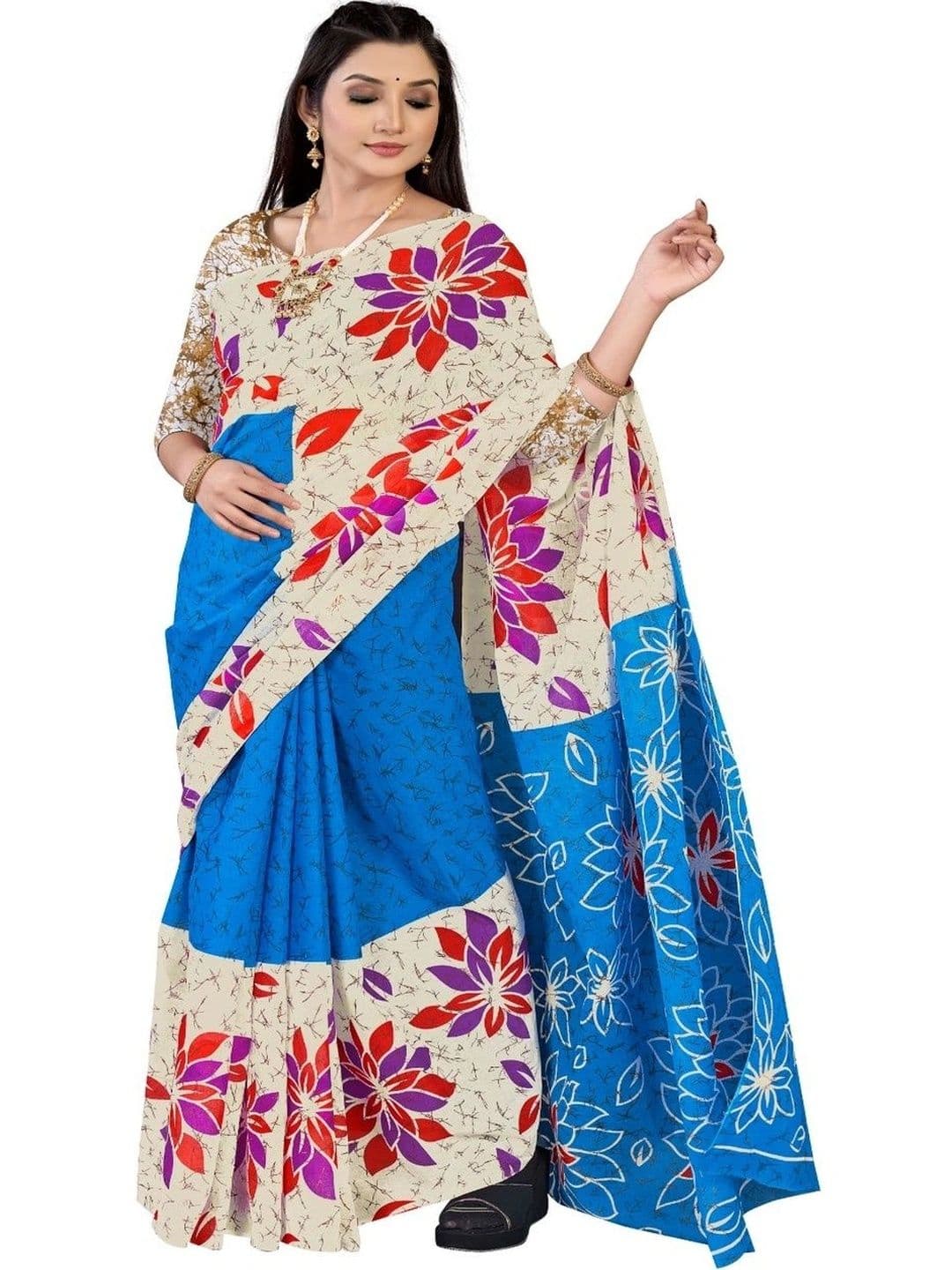Hemita Fashion Floral Pure Cotton Saree - view 1