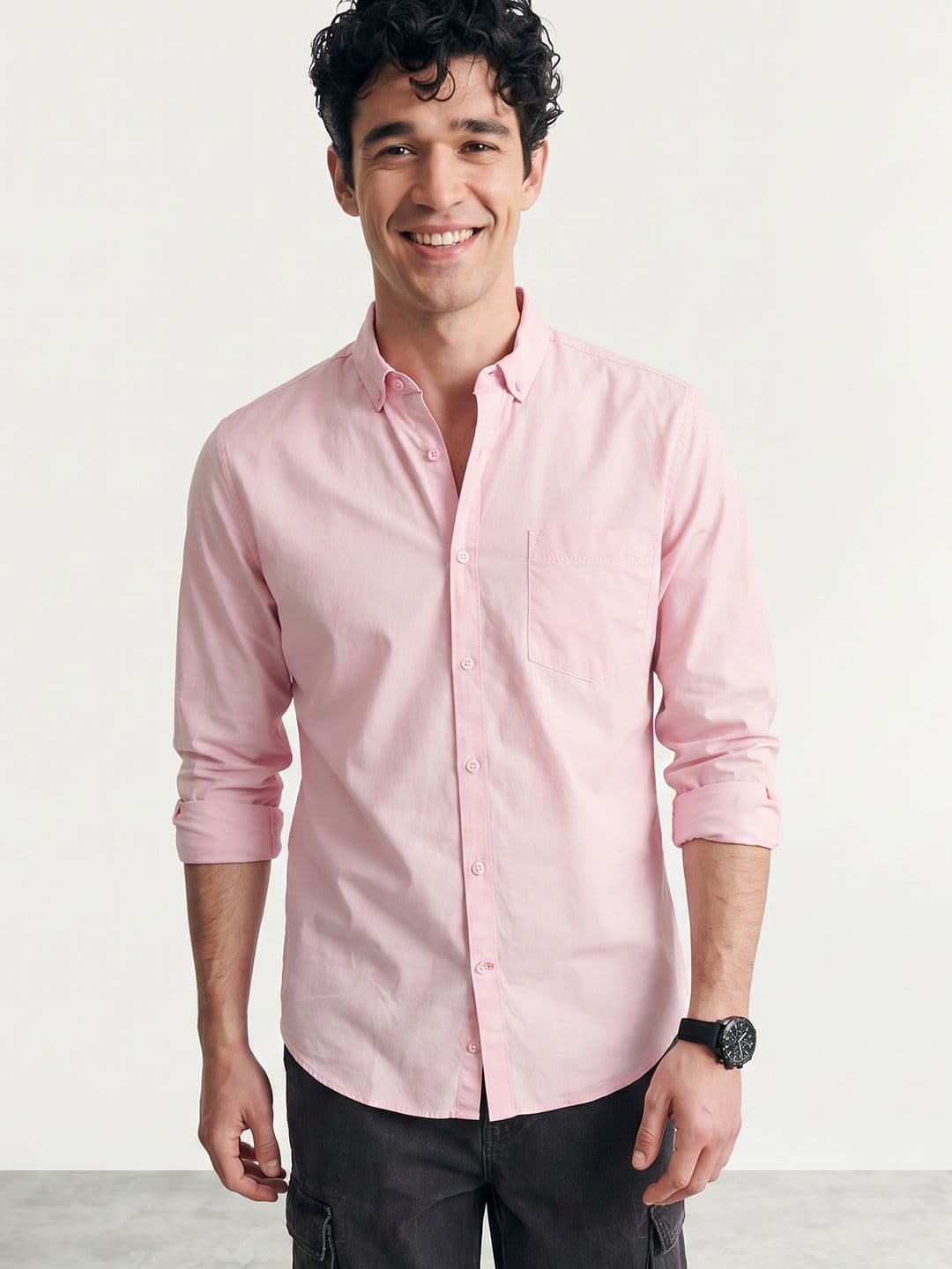 Mast & Harbour Button-Down Collar Pure Cotton Casual Shirt - view 1