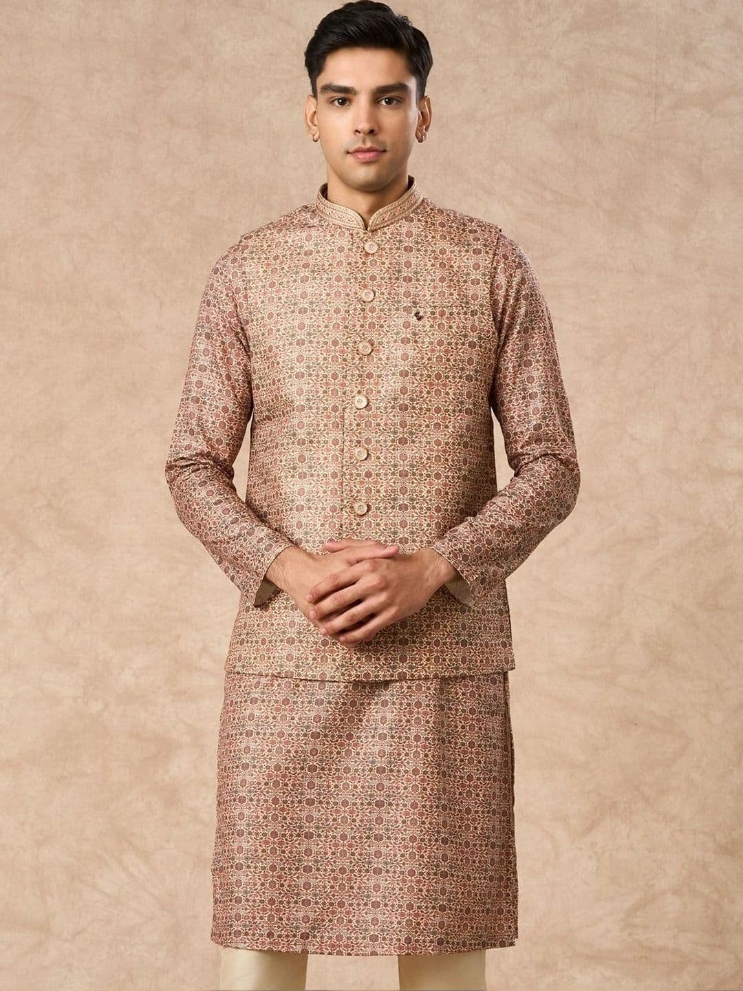 Manyavar Woven Design Woven Nehru Jackets - view 1