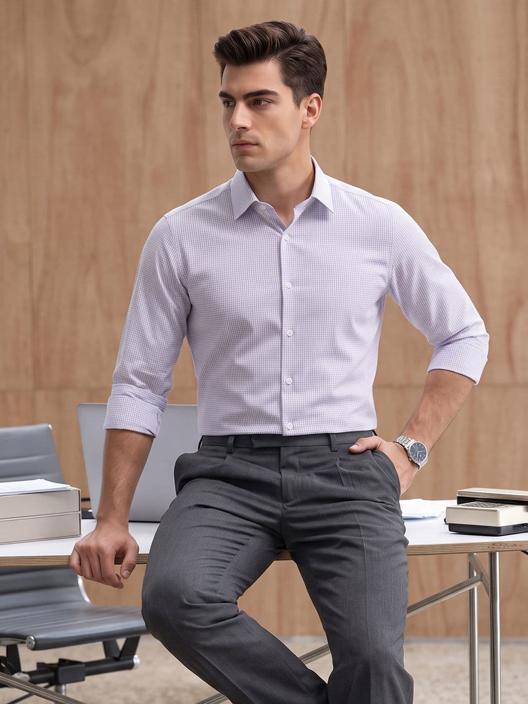 INVICTUS Slim Fit Micro Checked Formal Shirt - view 1