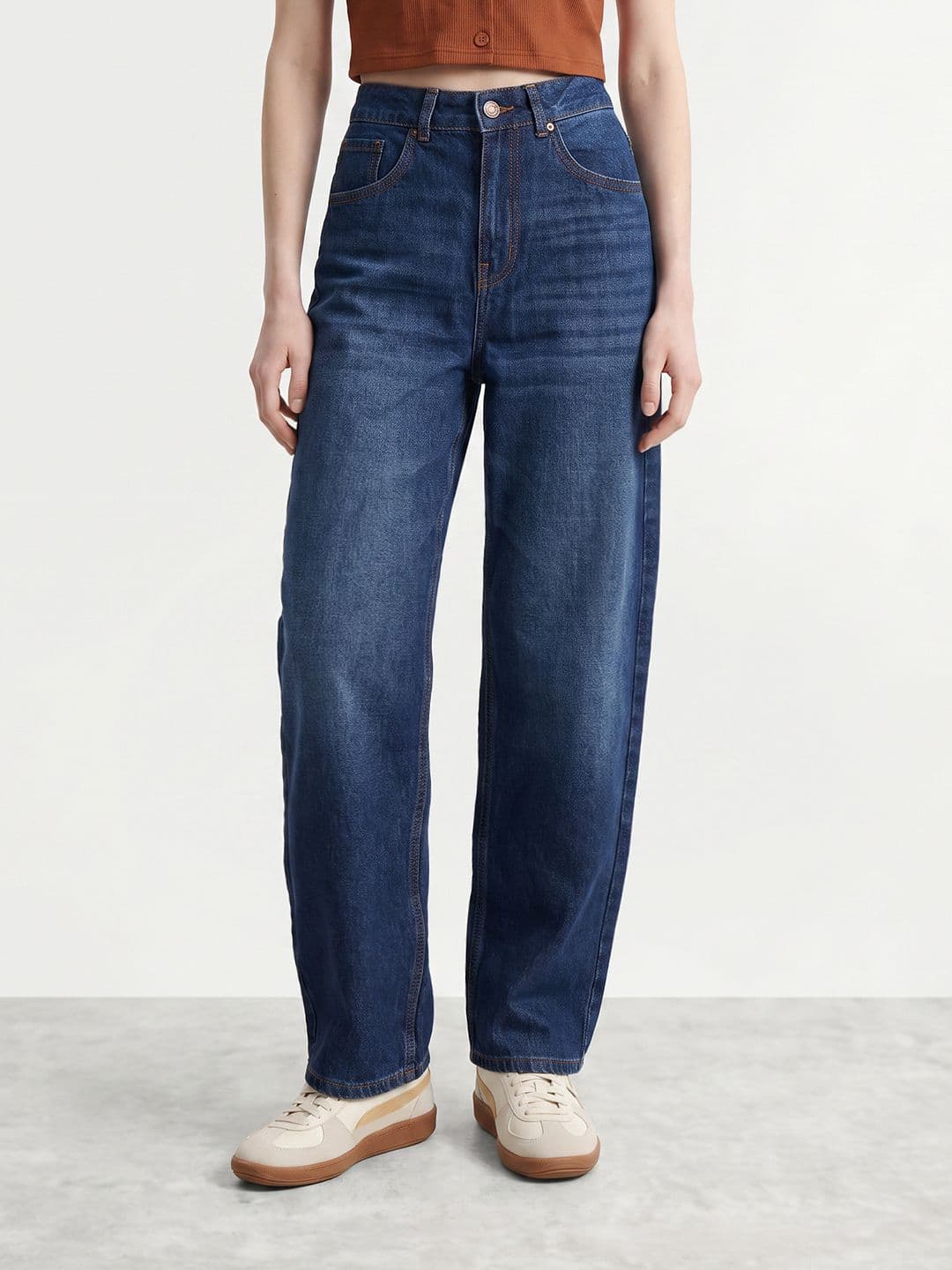 Mast & Harbour Women Barrel Fit Pure Cotton Jeans - view 1
