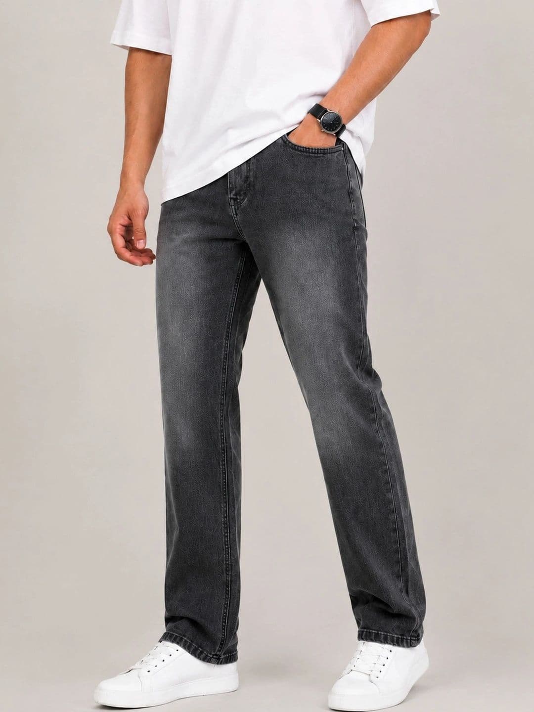 Denimora Men Straight Fit Mid-Rise Light Fade Stretchable Jeans - view 1