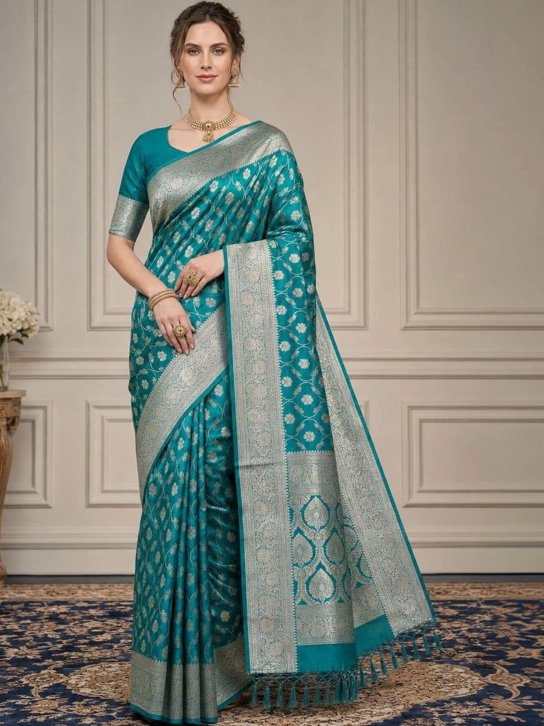 DIVASTRI Woven Design Zari Art Silk Fusion Banarasi Saree - view 1