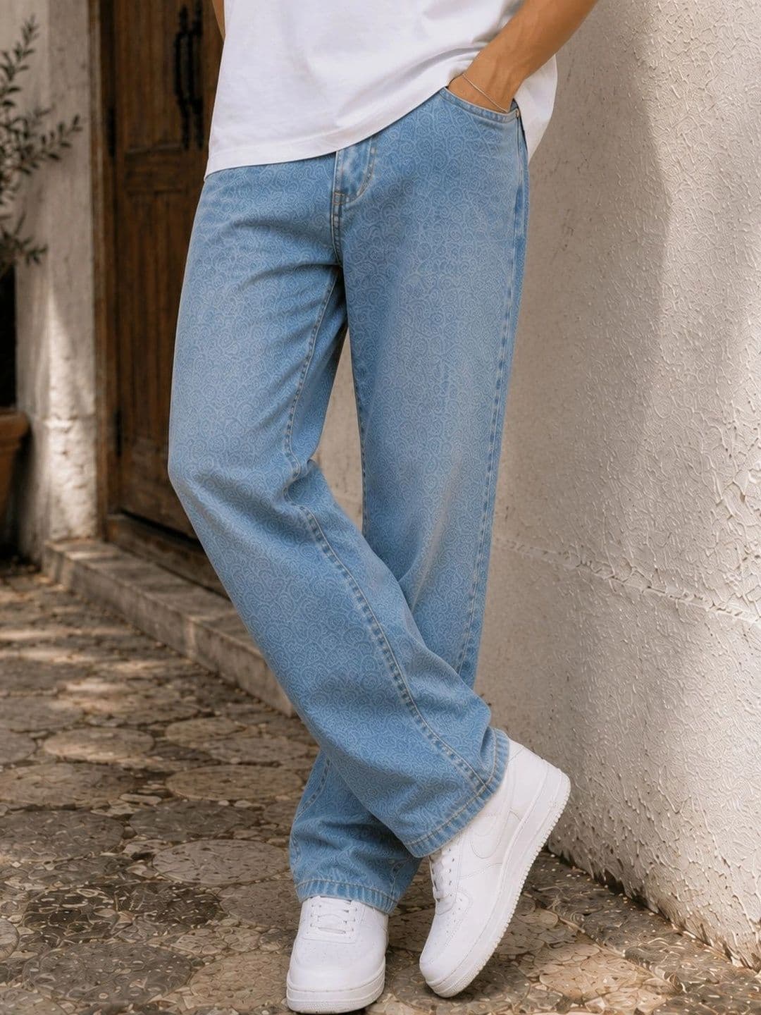 MARK VIEW Men Classic Straight Fit Mid-Rise Printed Stretchable Jeans - view 1