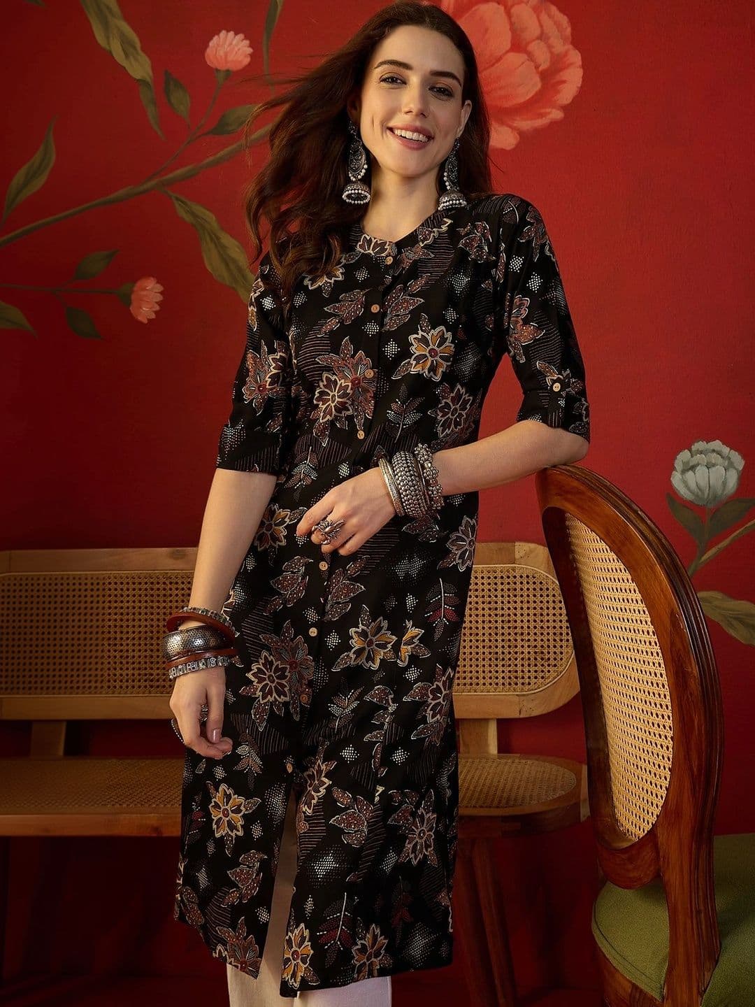 Sangria Women Floral Printed Indie Florals Kurta - view 1