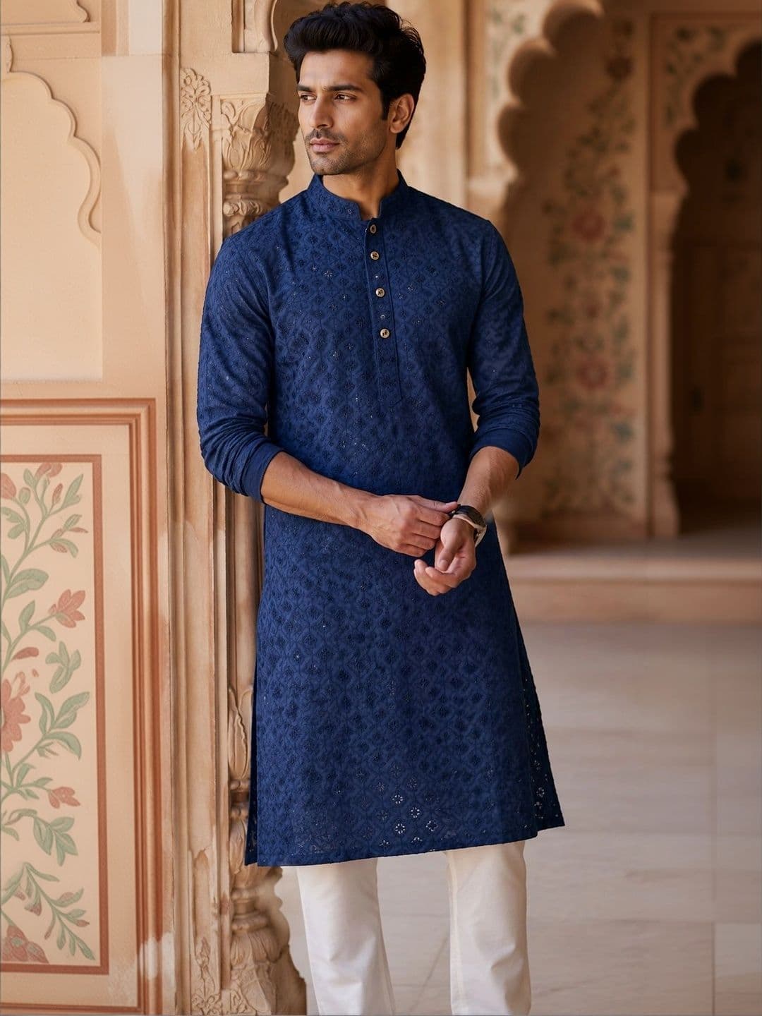 FUBAR Men Embroidered Chikankari Kurta - view 1