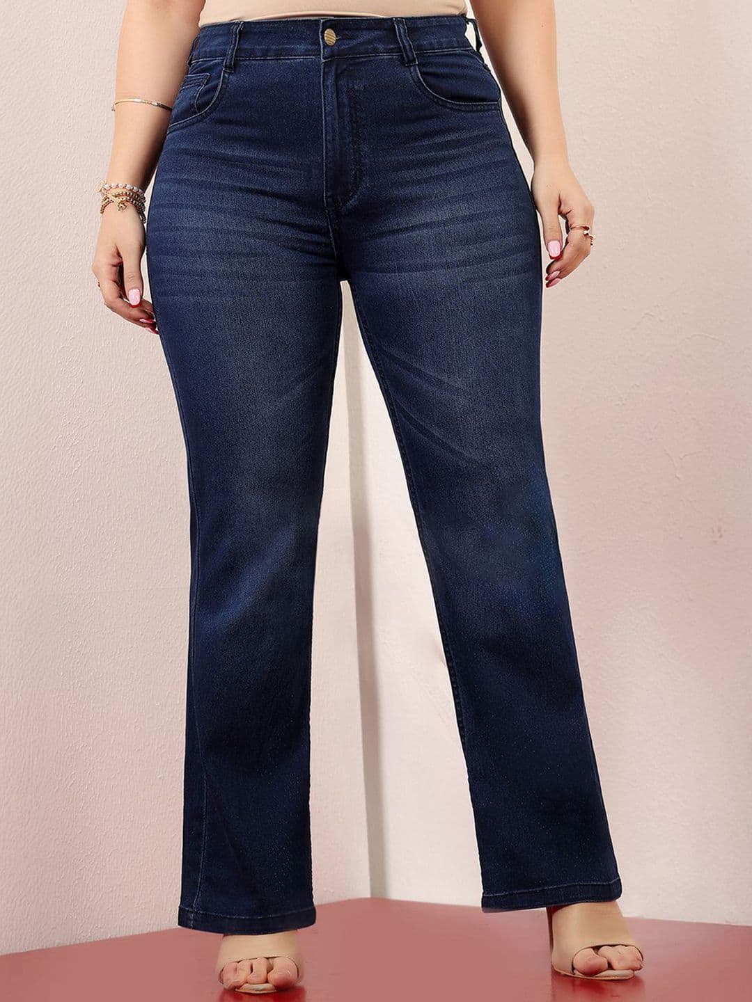 Miss Chase A+ Plus Size Women Wide Leg High-Rise Light Fade Stretchable Jeans - view 1