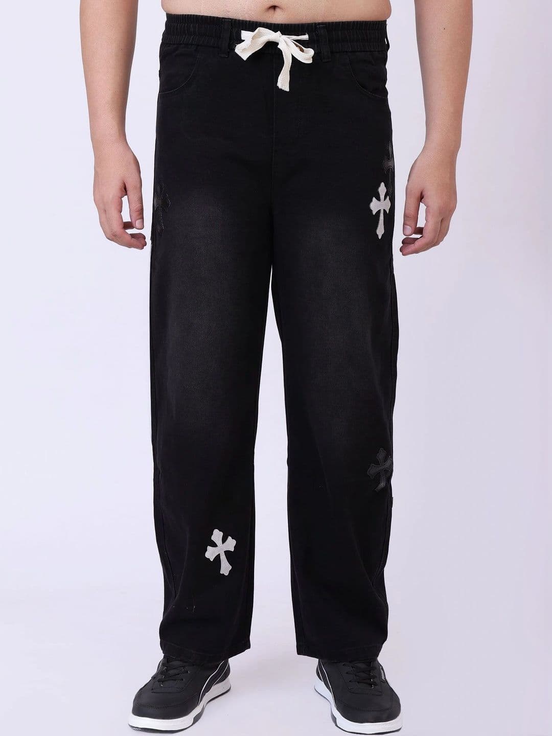 KHASAAB STYLE Men Comfort Wide Leg Mid-Rise Low Distress Embellished Stretchable Jeans - view 1