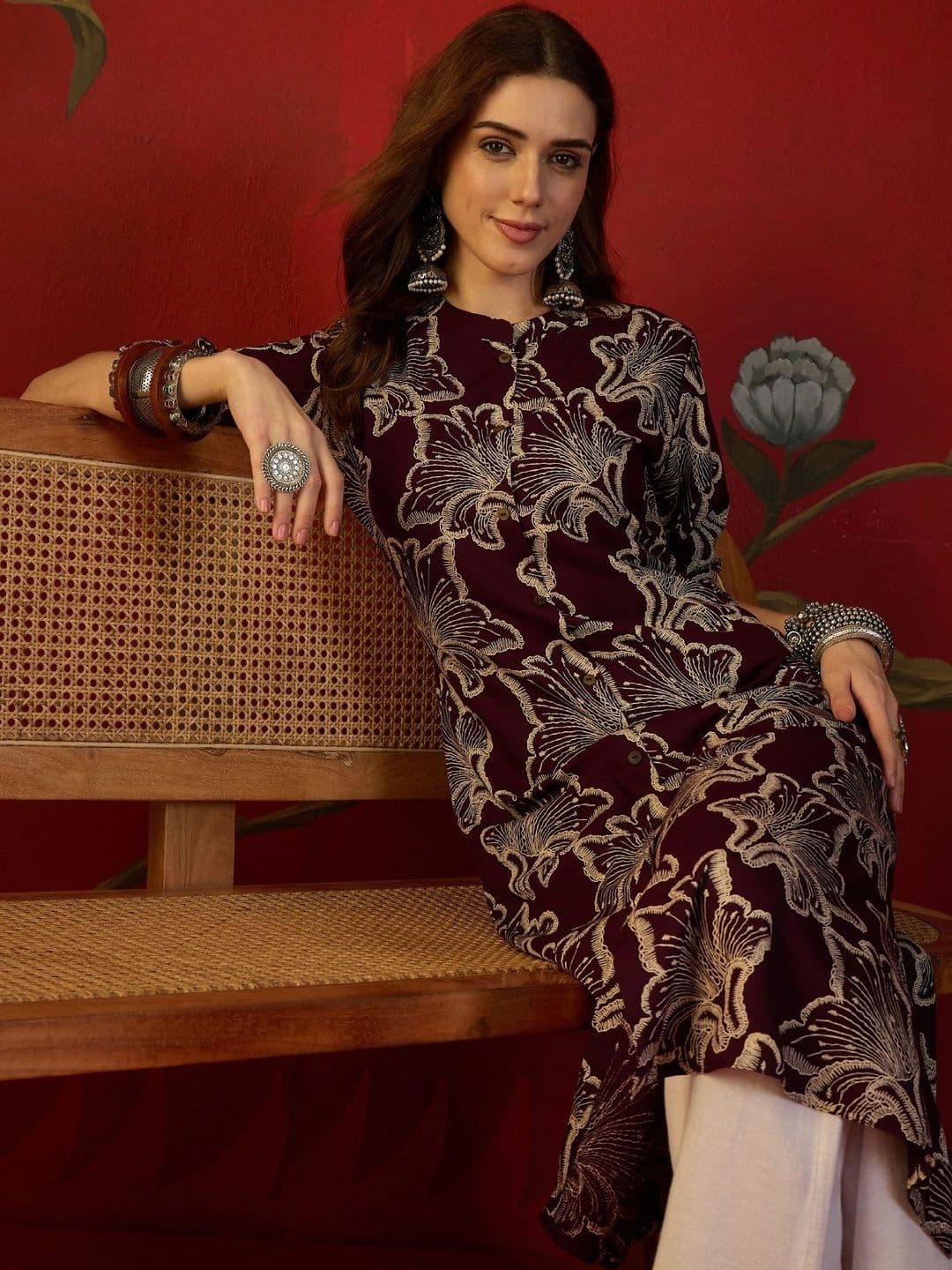 Sangria Women Floral Printed Kurta - view 1
