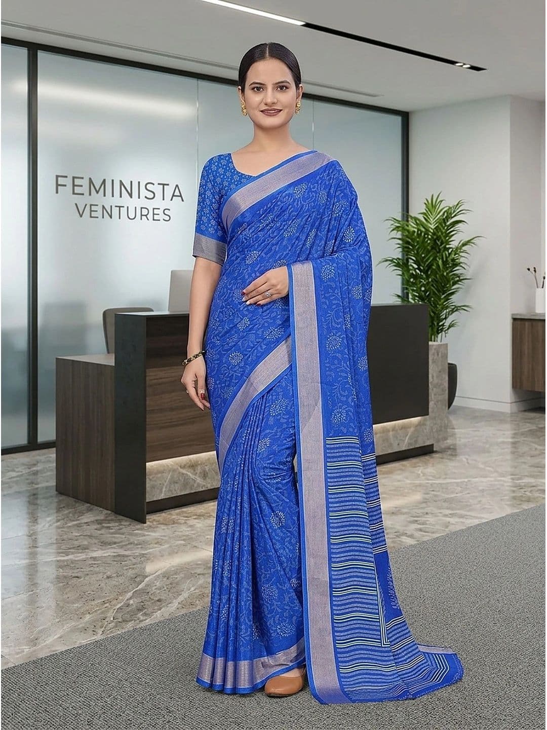 Feminista Floral Saree - view 1