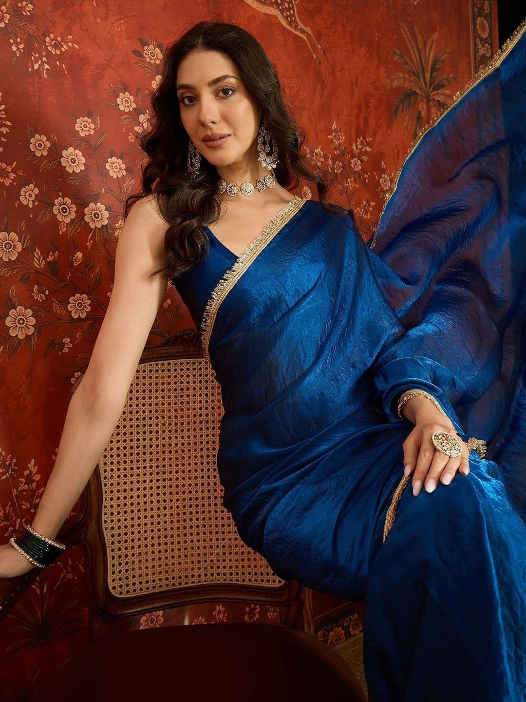 Sangria Sequinned Tissue Saree - view 1