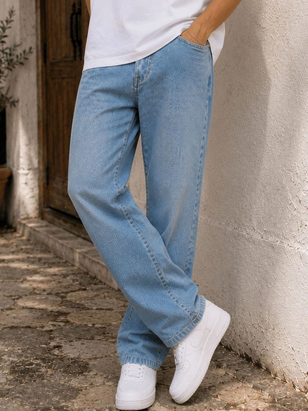 GARTEEN Men Classic Straight Fit Mid-Rise Printed Stretchable Jeans - view 1