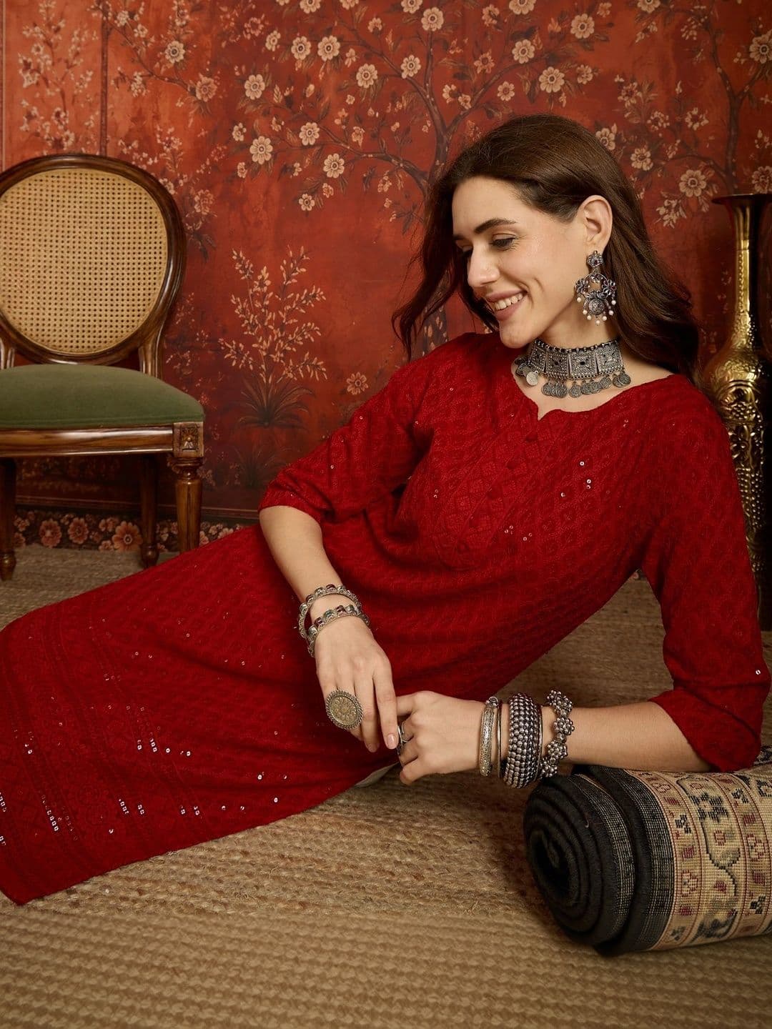 Sangria Women Embellished Sequinned Kurta - view 1