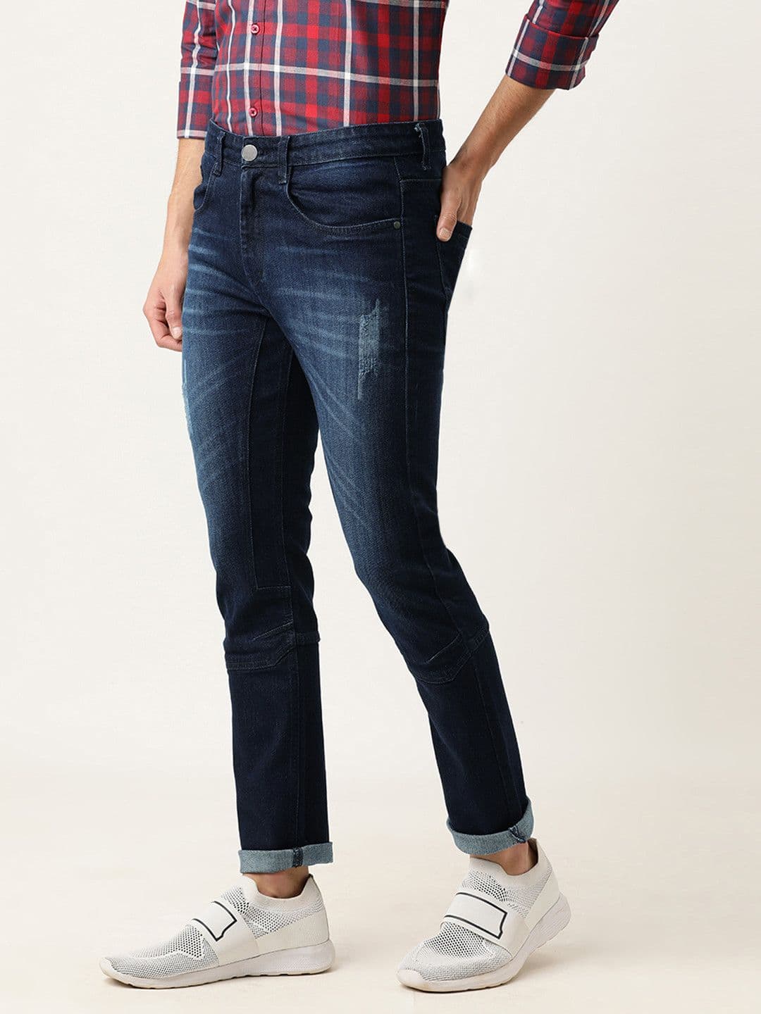 CAHOOT Men Blue Slim Fit Mid-Rise Mildly Distressed Jeans - view 1