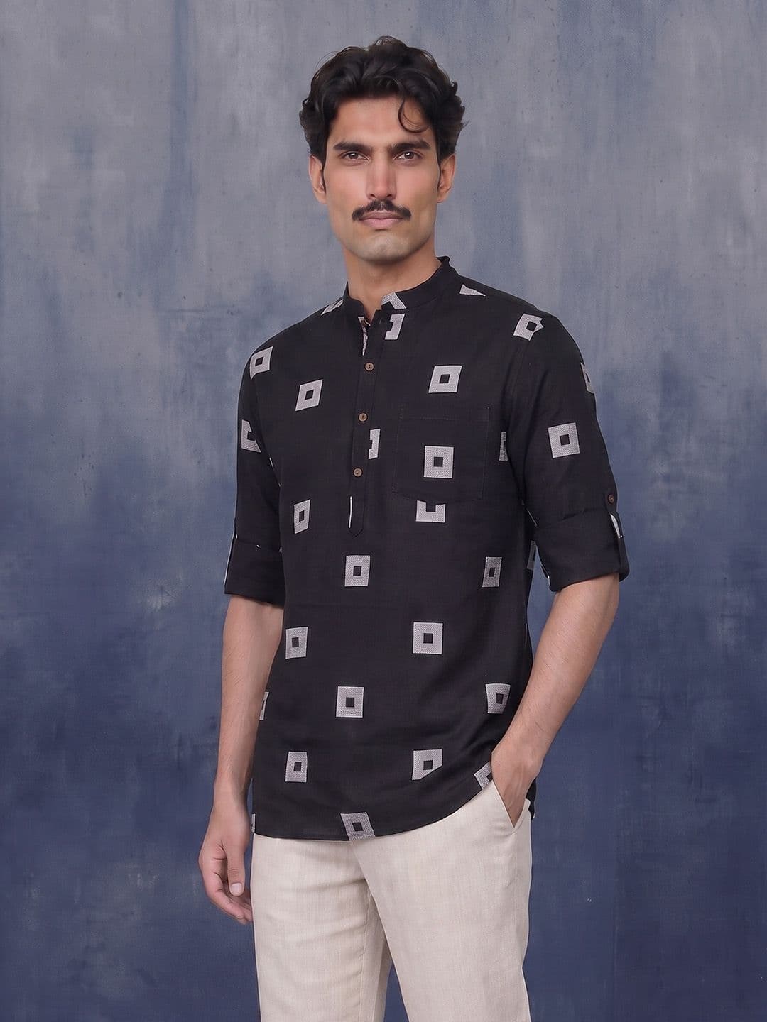 Taavi Woven Legacy Geometric Woven Design Pure Cotton Straight Kurta - view 1