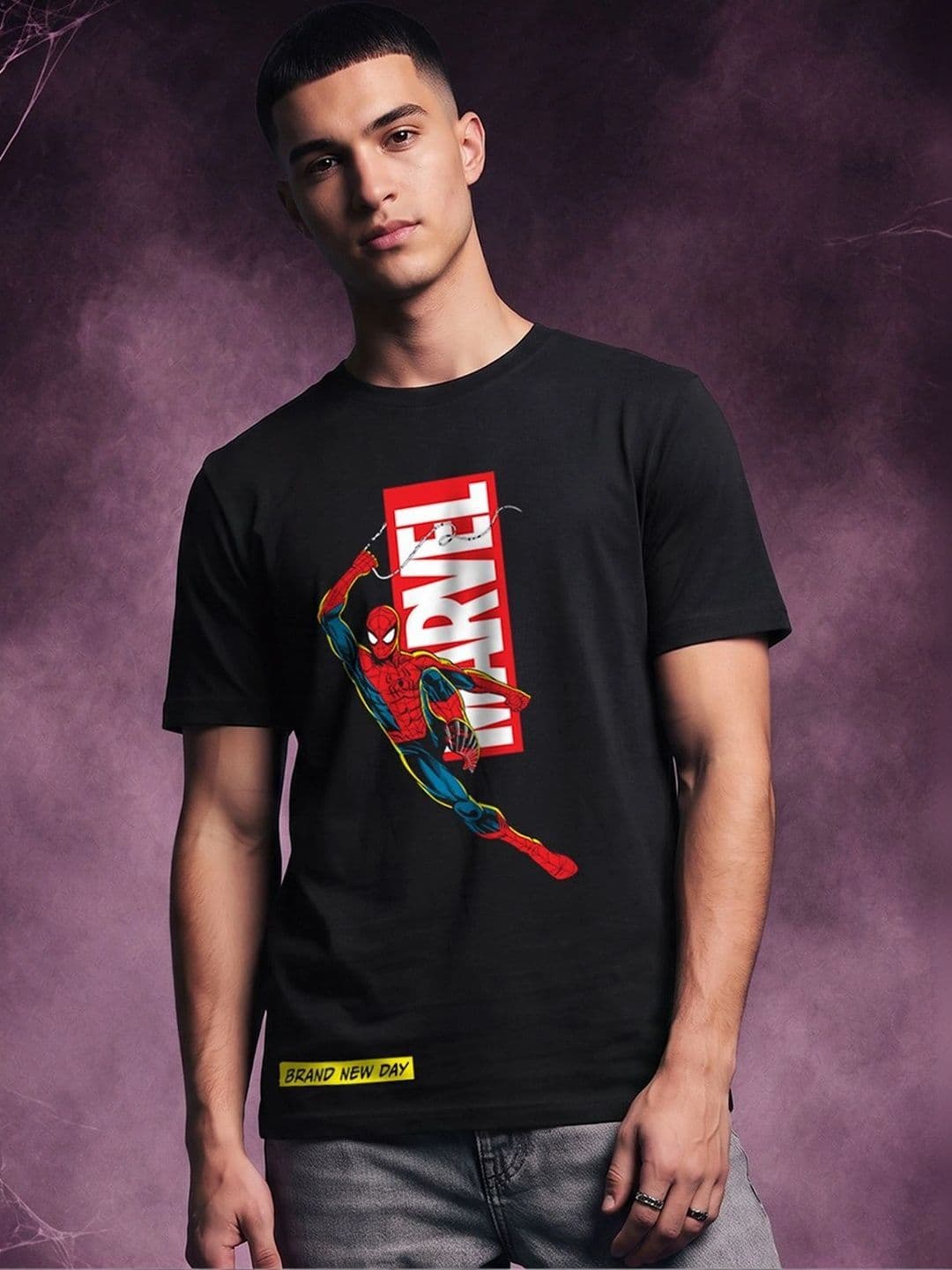 Bewakoof Marvel Men Black Brand New Day Graphic Printed T-shirt - view 1