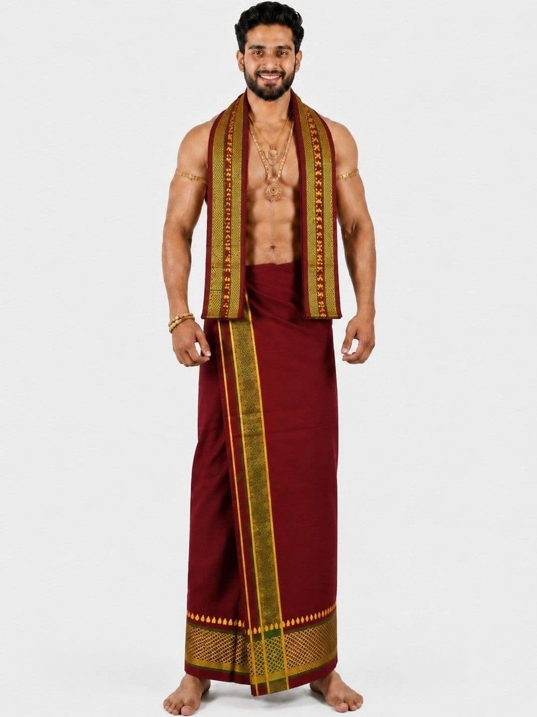 Sharan Elegance Men Embroidered Cotton Dhoti Dhotis - view 1