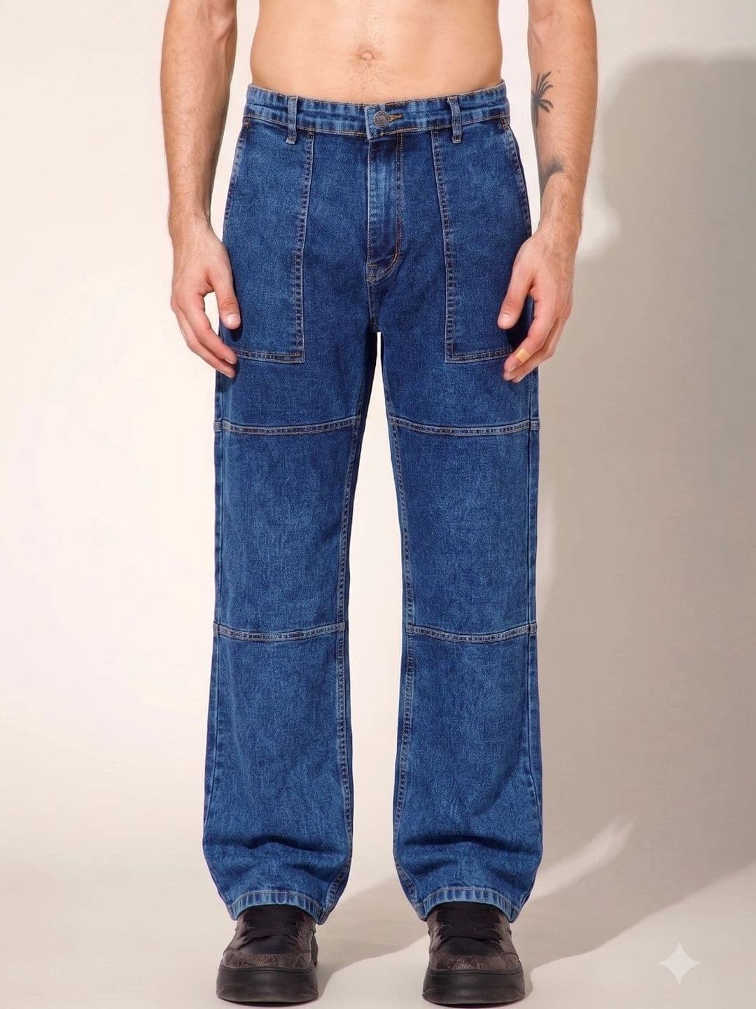 STUDIO NEXX Men Loose Relaxed Fit Mid-Rise Stretchable Jeans - view 1