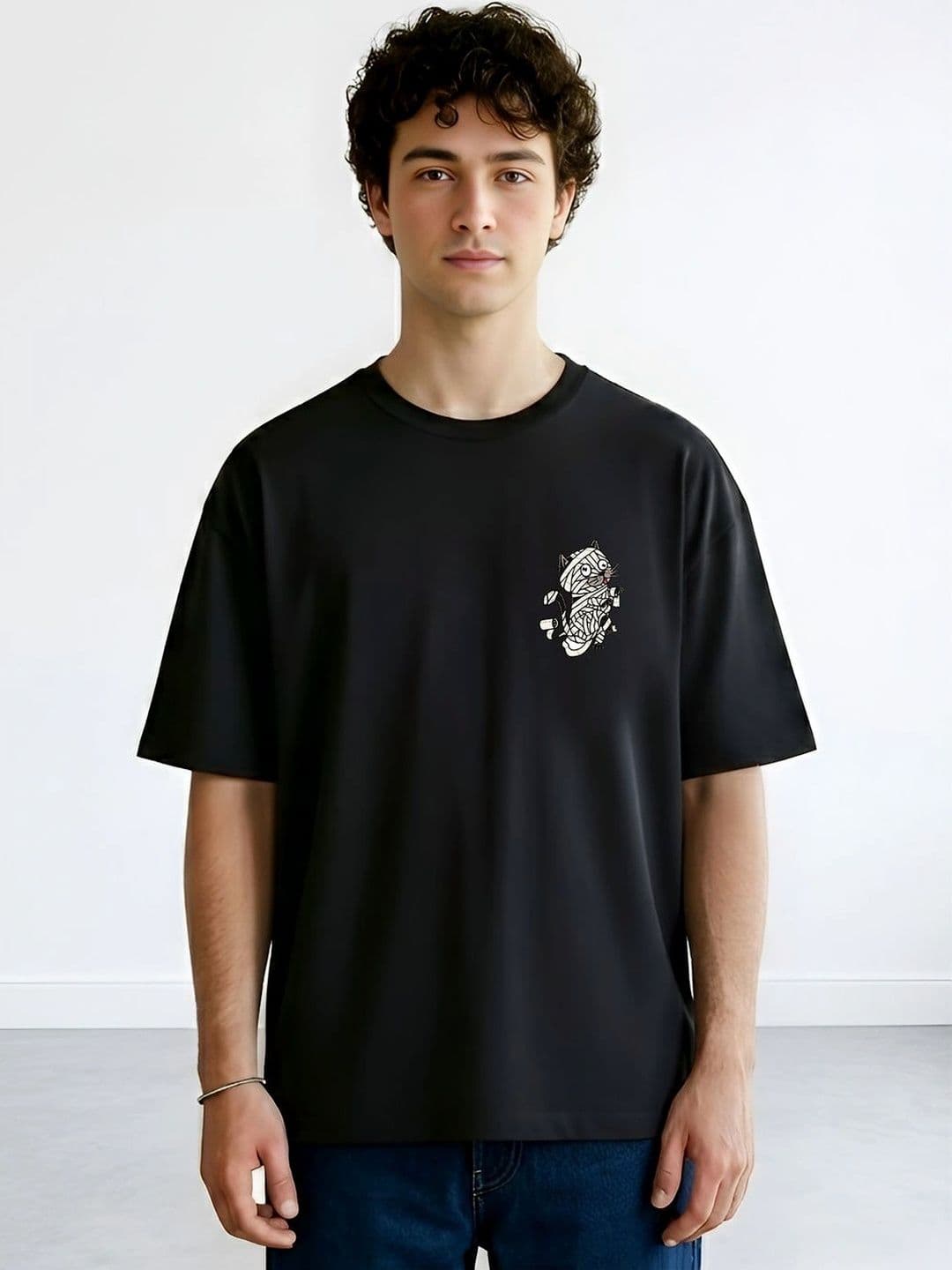 Black Pigeon Black Graphic Printed Oversized T-shirt - view 1