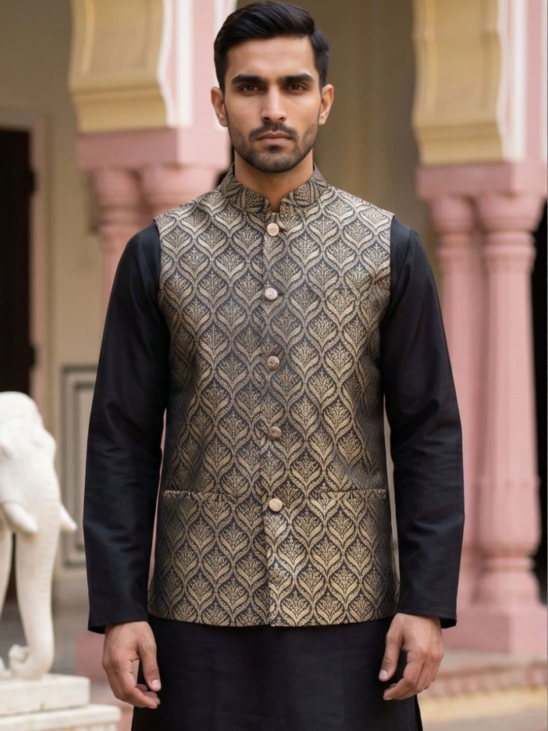 Jompers Woven Design Nehru Jackets - view 1