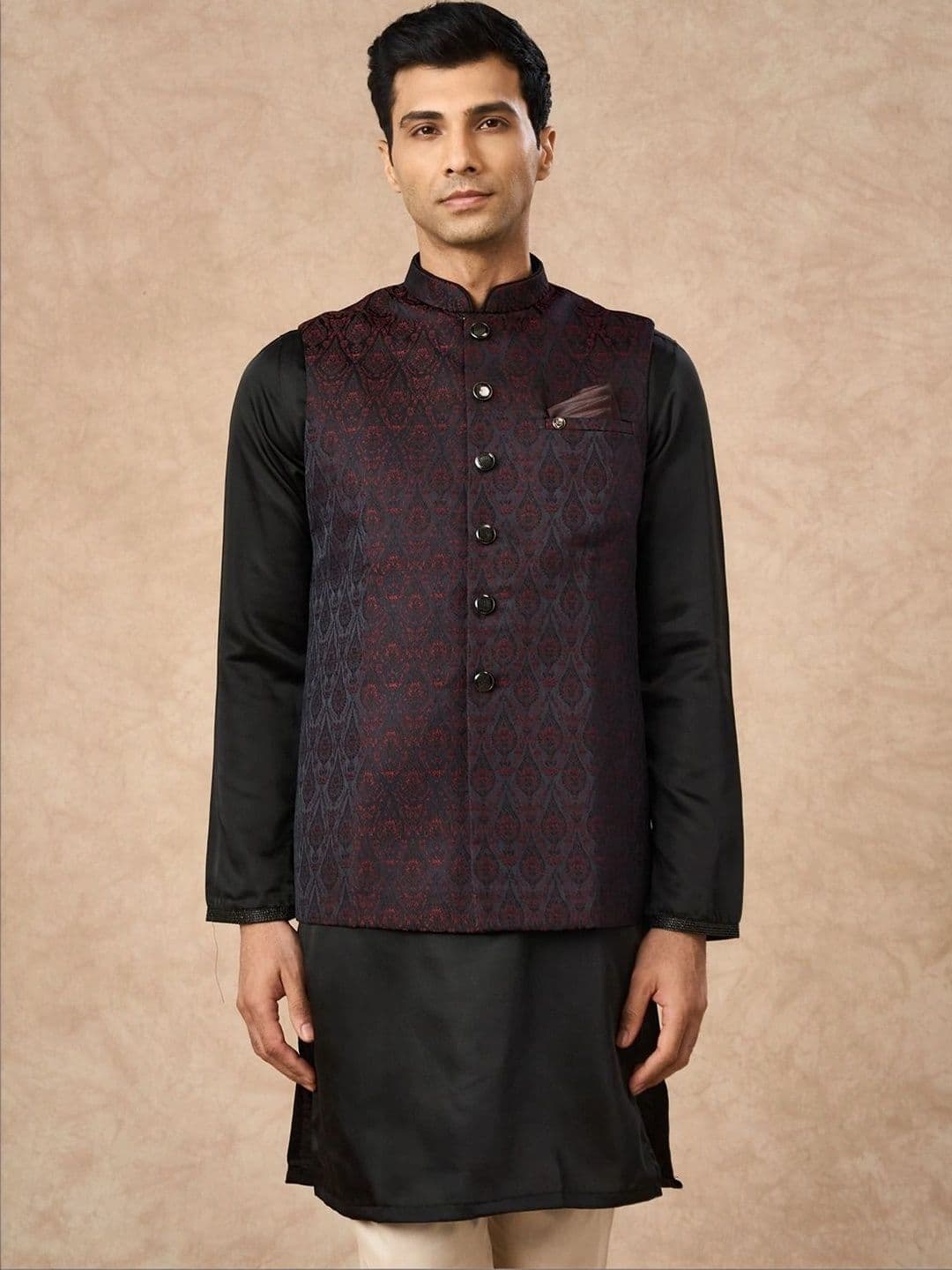 Manyavar Woven Design Woven Nehru Jackets - view 1