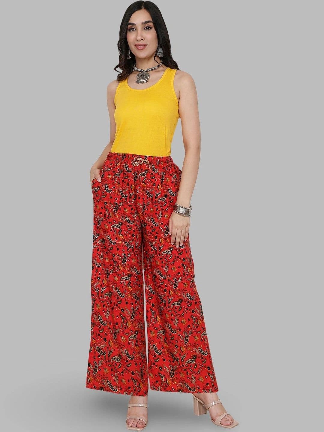 Jinfo Women Paisley Printed Ethnic Palazzos - view 1