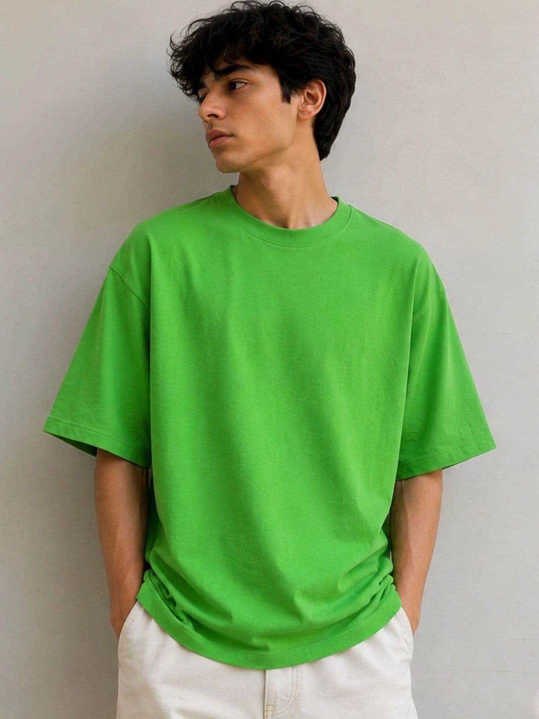 Fashnobic Green Graphic Printed Oversized Cotton T-shirt - view 1