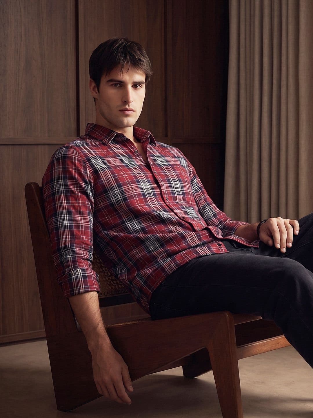 THE SHIRT CODE Tartan Checked Pure cotton Casual Shirt - view 1