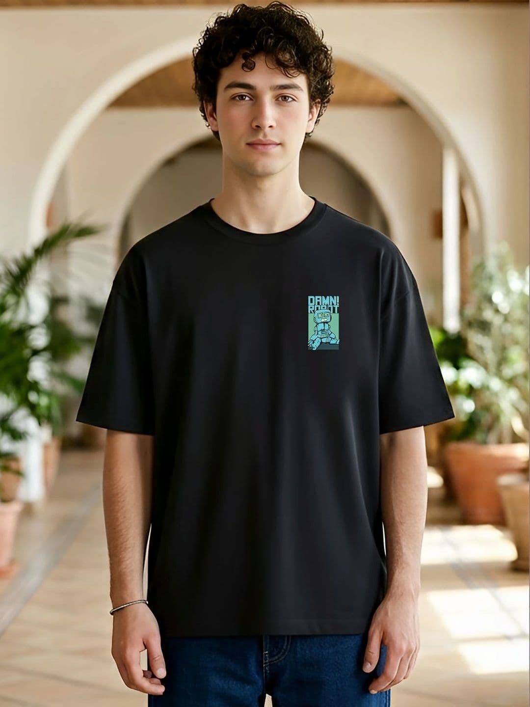 Black Pigeon Black Graphic Printed Oversized T-shirt for Men - view 1