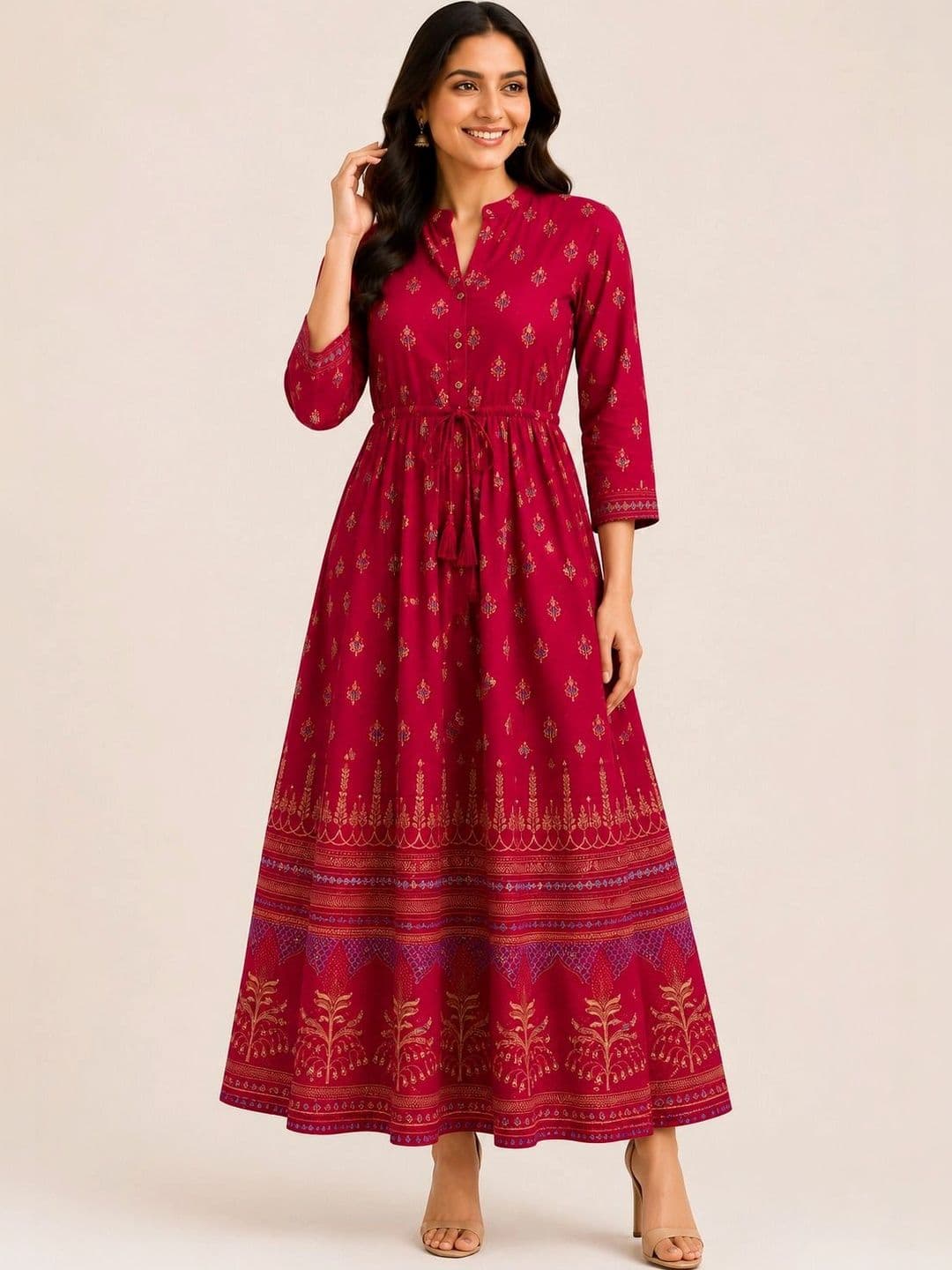 Sanmatti Ethnic Collection Women Ethnic Motifs Printed Anarkali Kurta - view 1