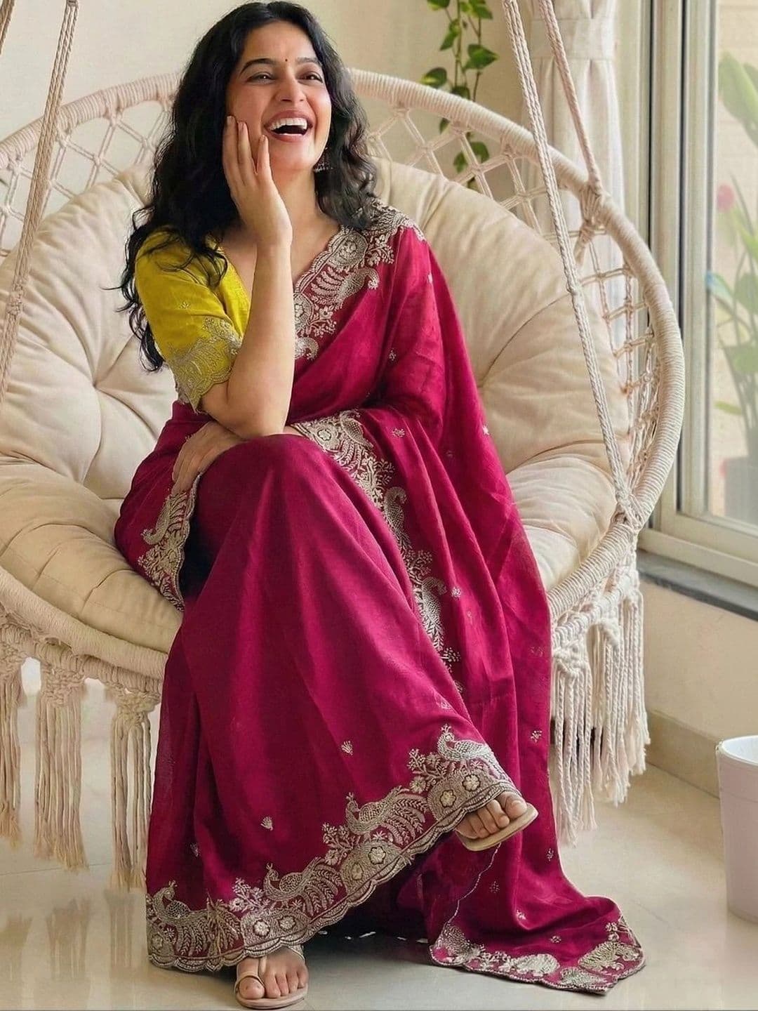 HESVI Ethnic Motifs Zari Heavy Work Saree - view 1