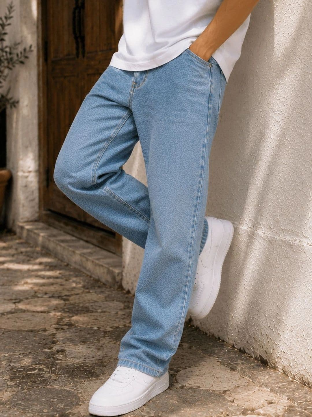DENIM LIFE Men Classic Straight Fit Mid-Rise Printed Stretchable Jeans - view 1