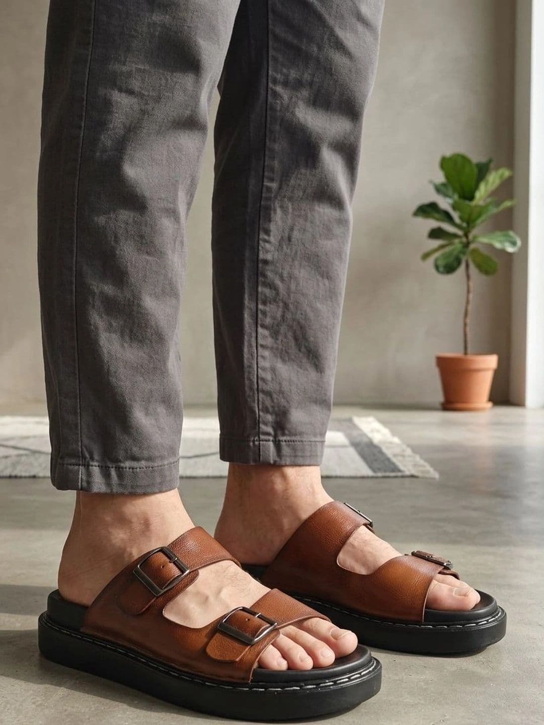 Carlton London Men Leather Comfort Sandals - view 1