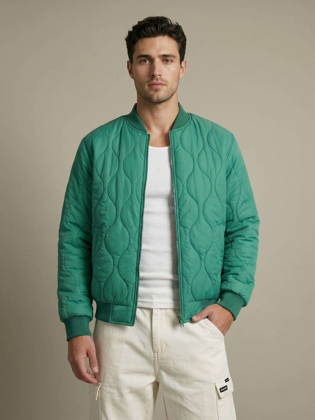 glitchez Stand Collar Bomber Jacket - view 1