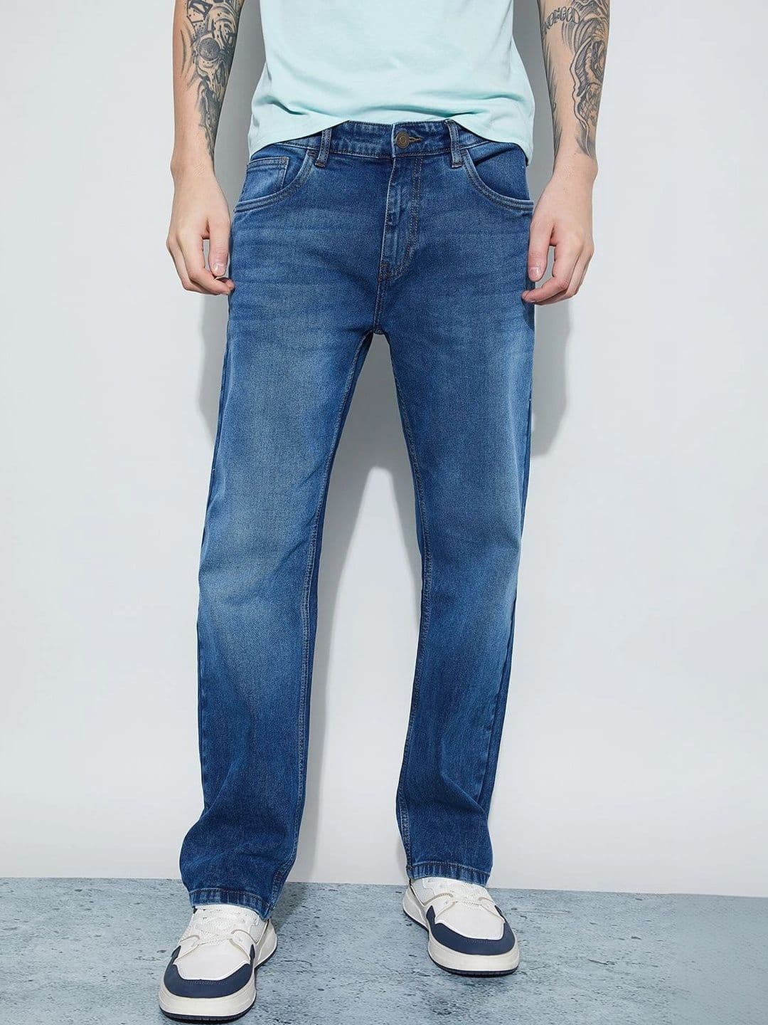 Fame Forever by Lifestyle Men Regular Fit Mid-Rise Low Distress Jeans - view 1