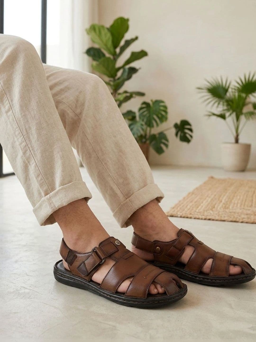 Carlton London Men Leather Fisherman Sandals - view 1