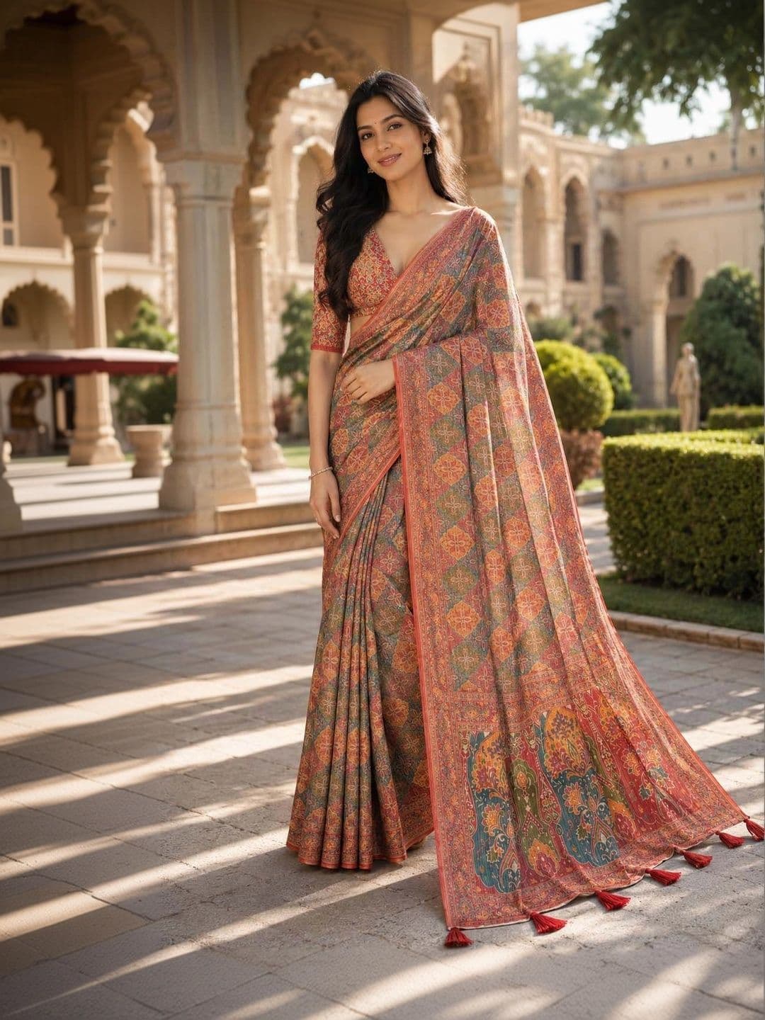 Aadatein Floral Art Silk Kanjeevaram Saree - view 1