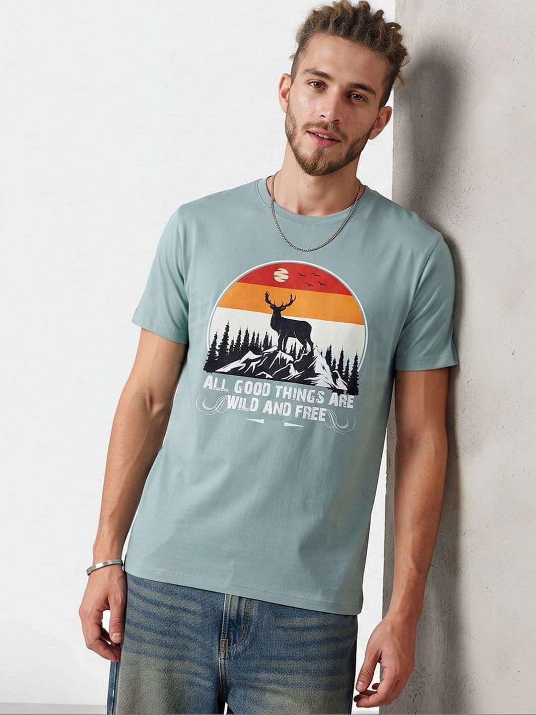 The Roadster Life Co. Graphic Printed Round Neck Short Sleeves Regular Fit T-shirt - view 1
