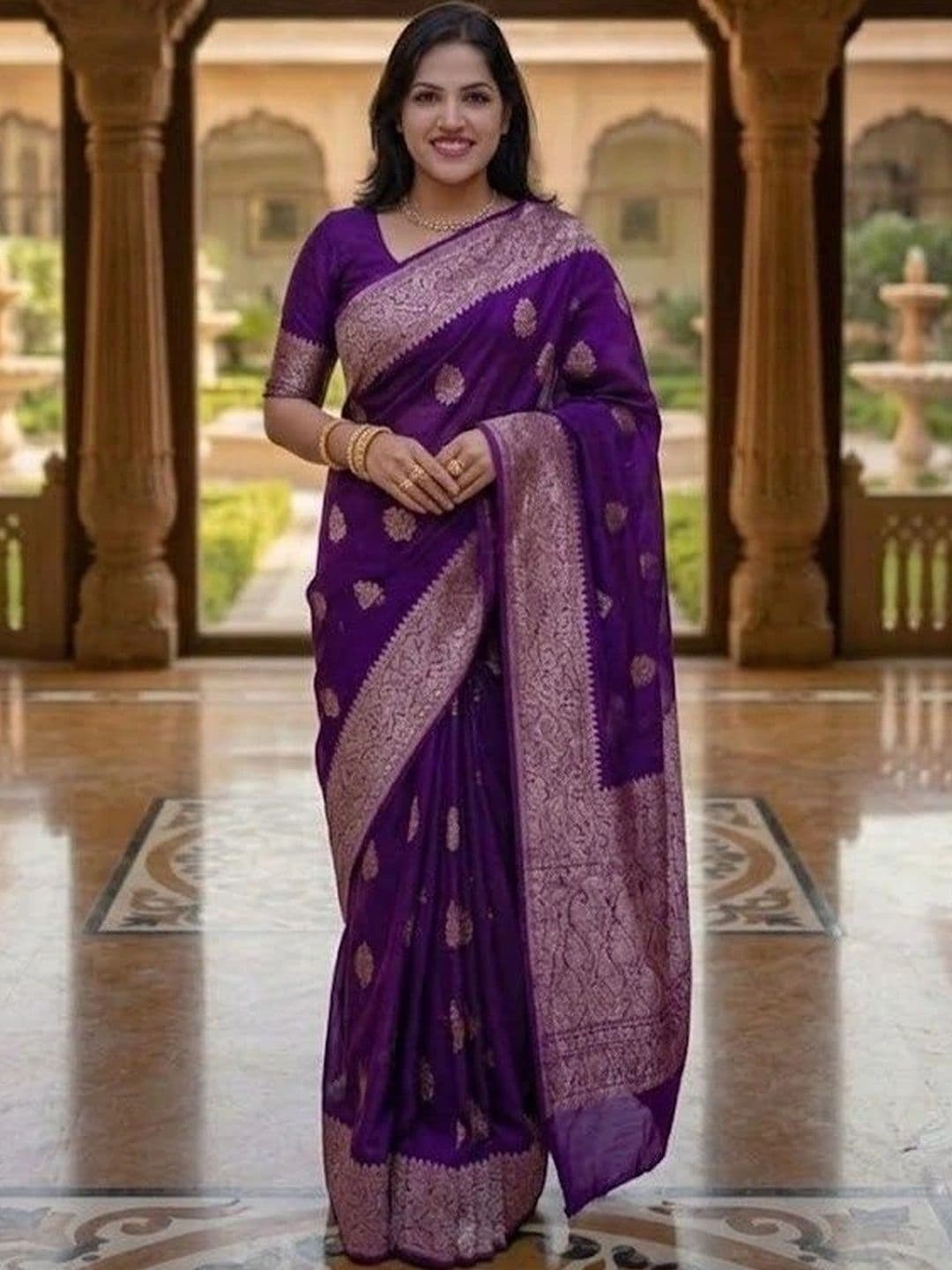 AJ FASHION PLUS Woven Design Zari Pure Silk Banarasi Saree - view 1