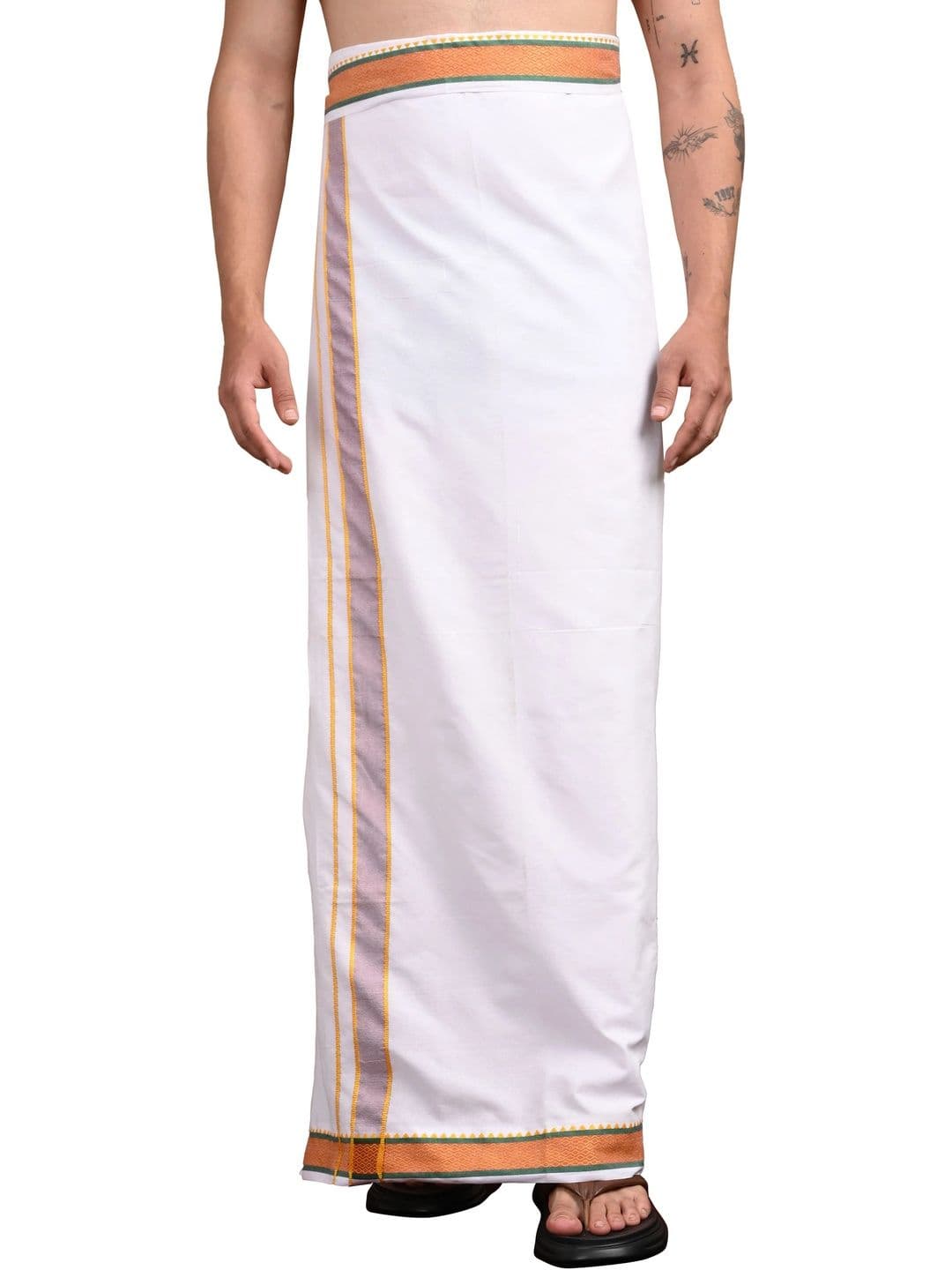 Shri Hari Fabs Men Striped Cotton Blend Dhoti Dhotis - view 1
