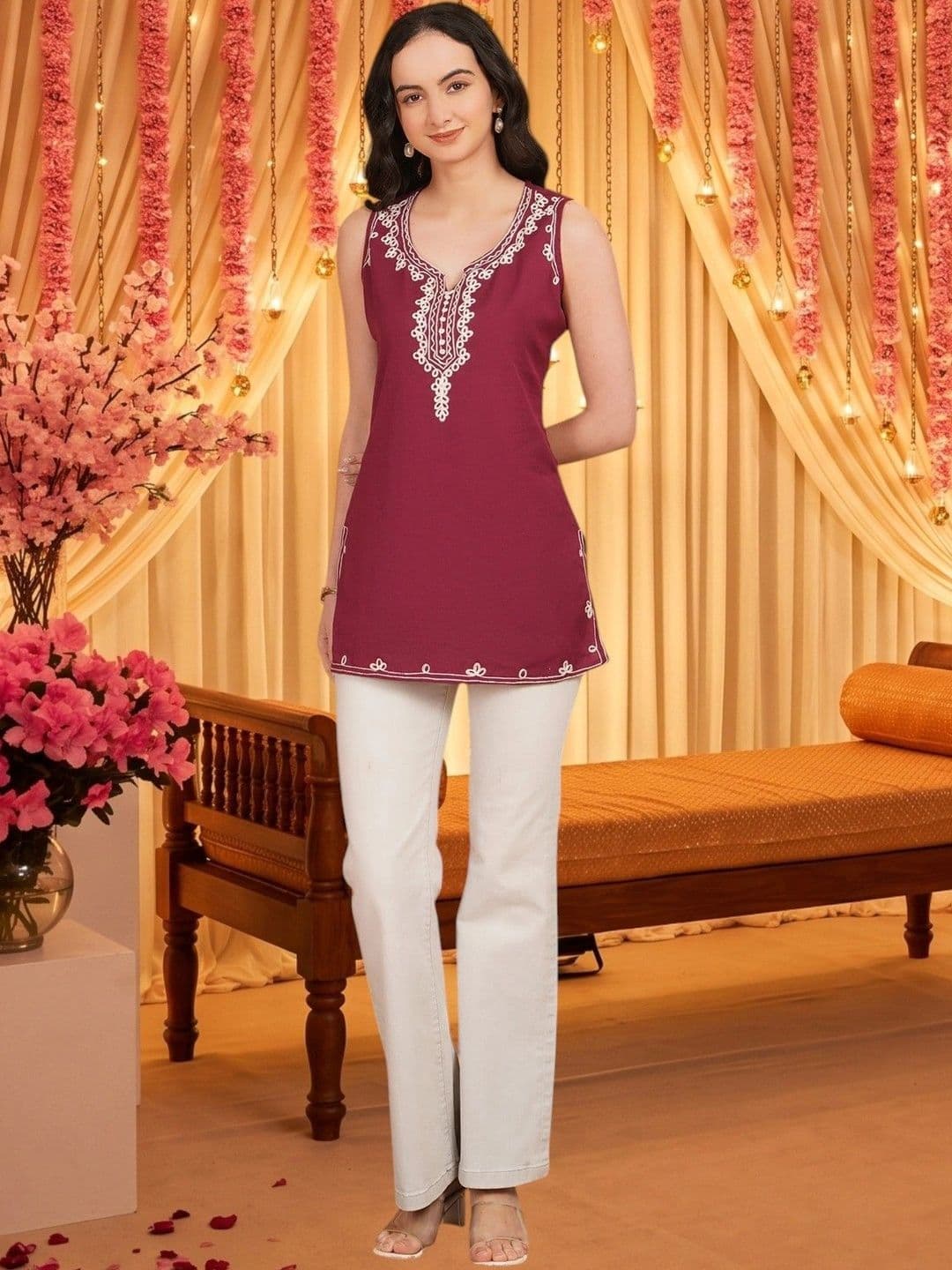 Missethic Women Embellished Thread Work Khadi Kurta - view 1