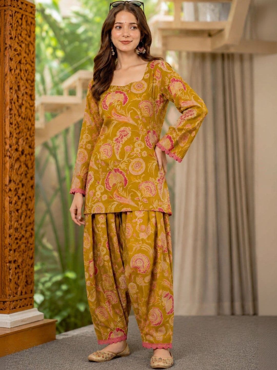 KALINI Women Floral Printed Regular Pure Cotton Kurta with Patiala - view 1