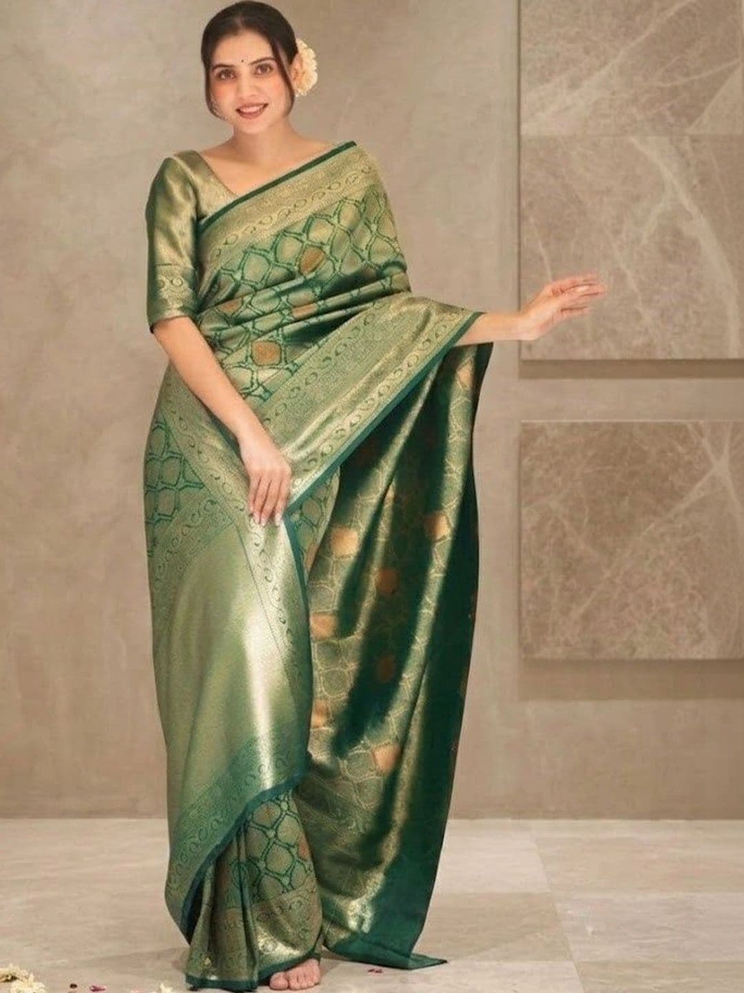 Eecoo Woven Design Zari Pure Silk Banarasi Saree - view 1