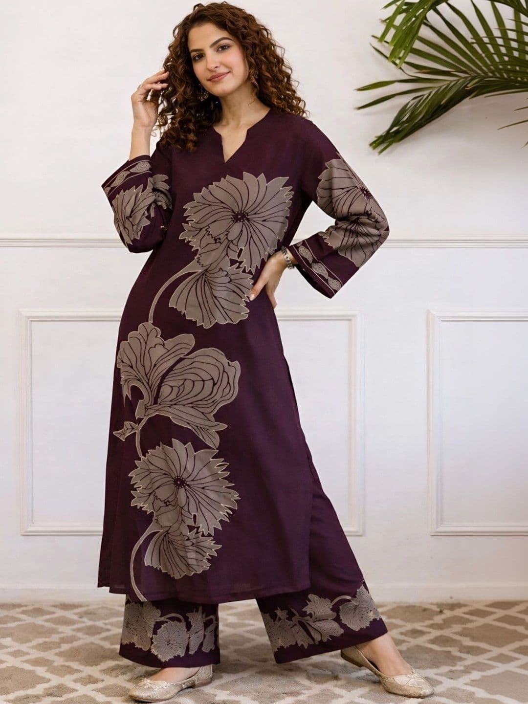 Tabeedah Women Floral Printed Regular Kurta with Palazzos - view 1