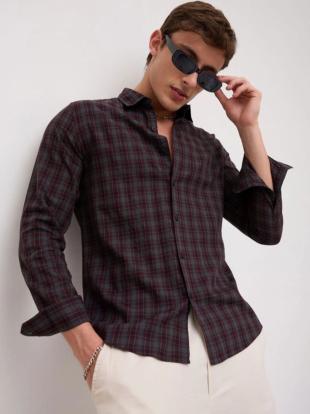 VASTRADO Men Classic Slim Fit Checked Casual Shirt - view 1