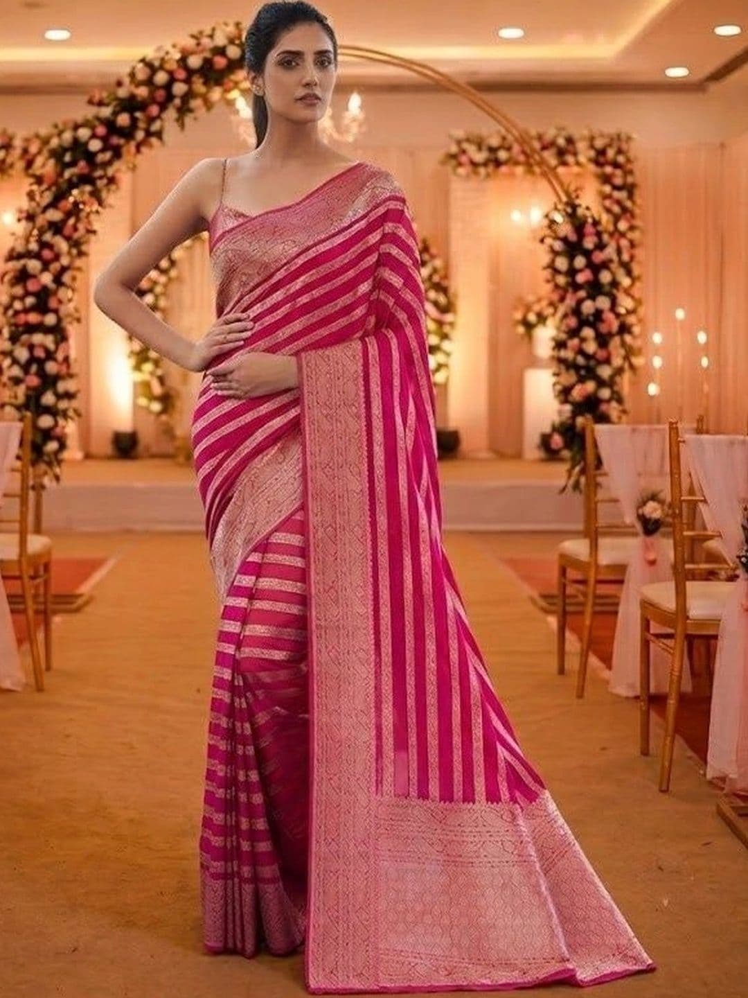 Aaishvyapparels Woven Design Zari Pure Silk Banarasi Saree - view 1