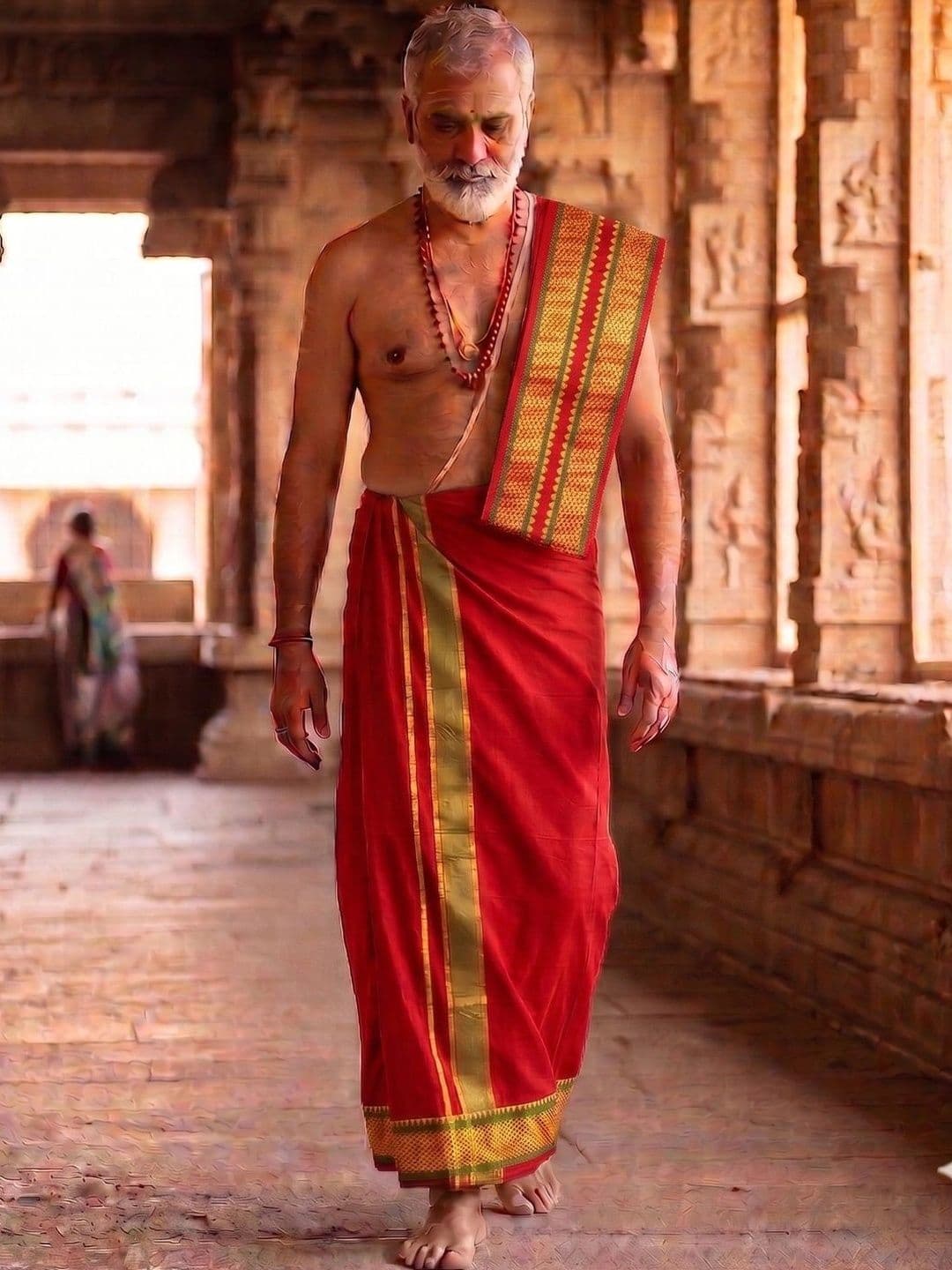 Hornbill Enterprises Men Striped Cotton Dhoti Dhotis - view 1
