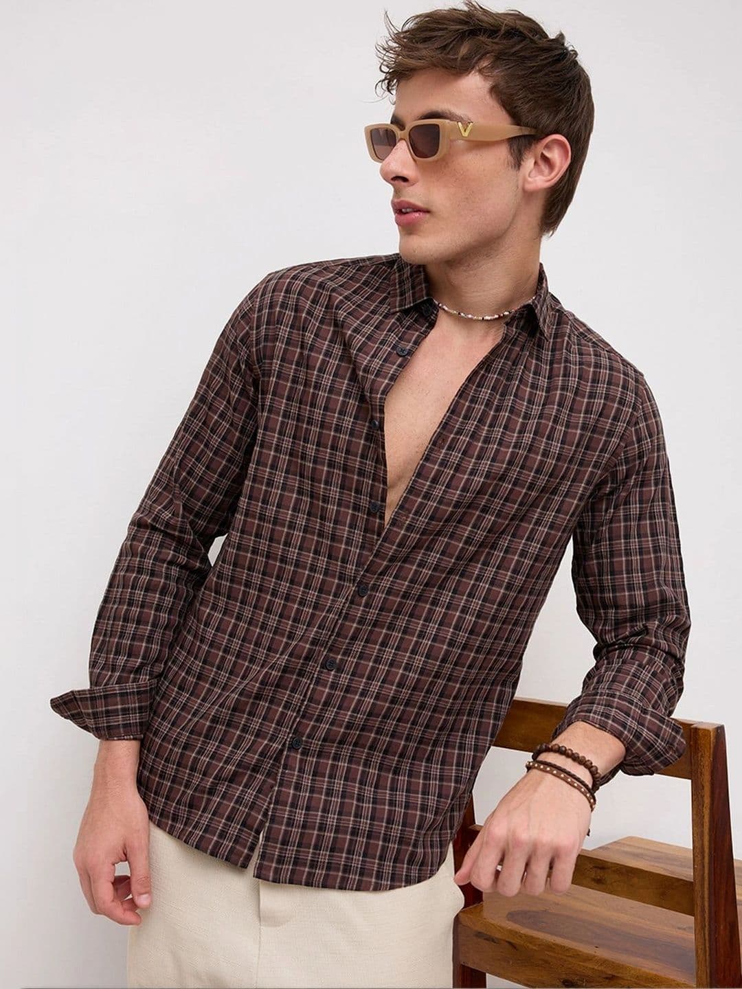 VASTRADO Men Classic Slim Fit Checked Casual Shirt - view 1