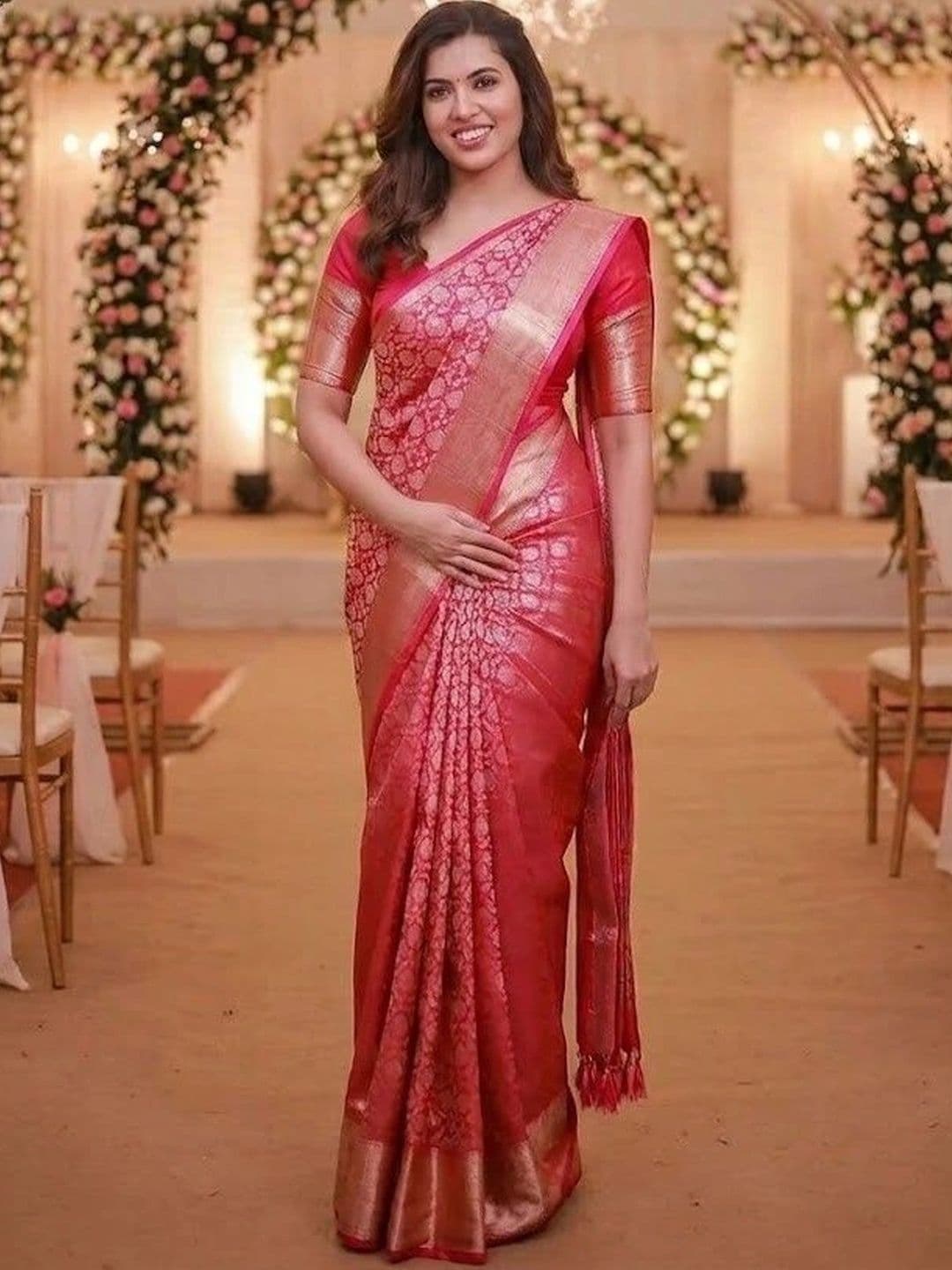 FASHIONIZO Woven Design Zari Pure Silk Banarasi Saree - view 1